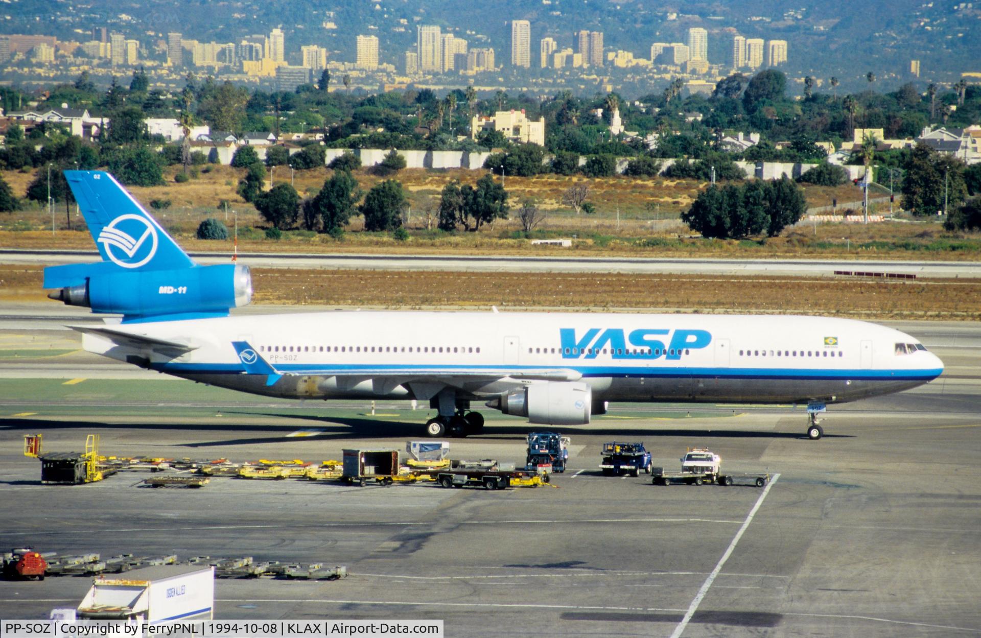 PP-SOZ, 1992 McDonnell Douglas MD-11F C/N 48414, VASP MD11 arriving in LAX