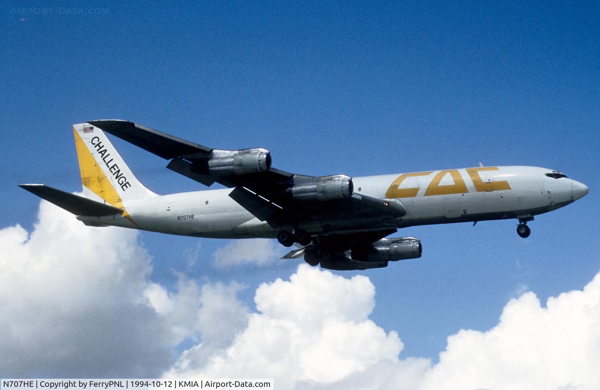N707HE, 1969 Boeing 707-330C C/N 20124, Challenge Air Cargo B707 landing