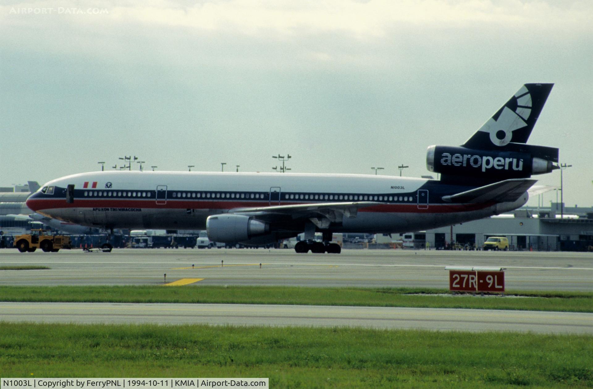 N1003L, 1980 McDonnell Douglas DC-10-15 C/N 48258, Aeroperu DC-10-15 under tow