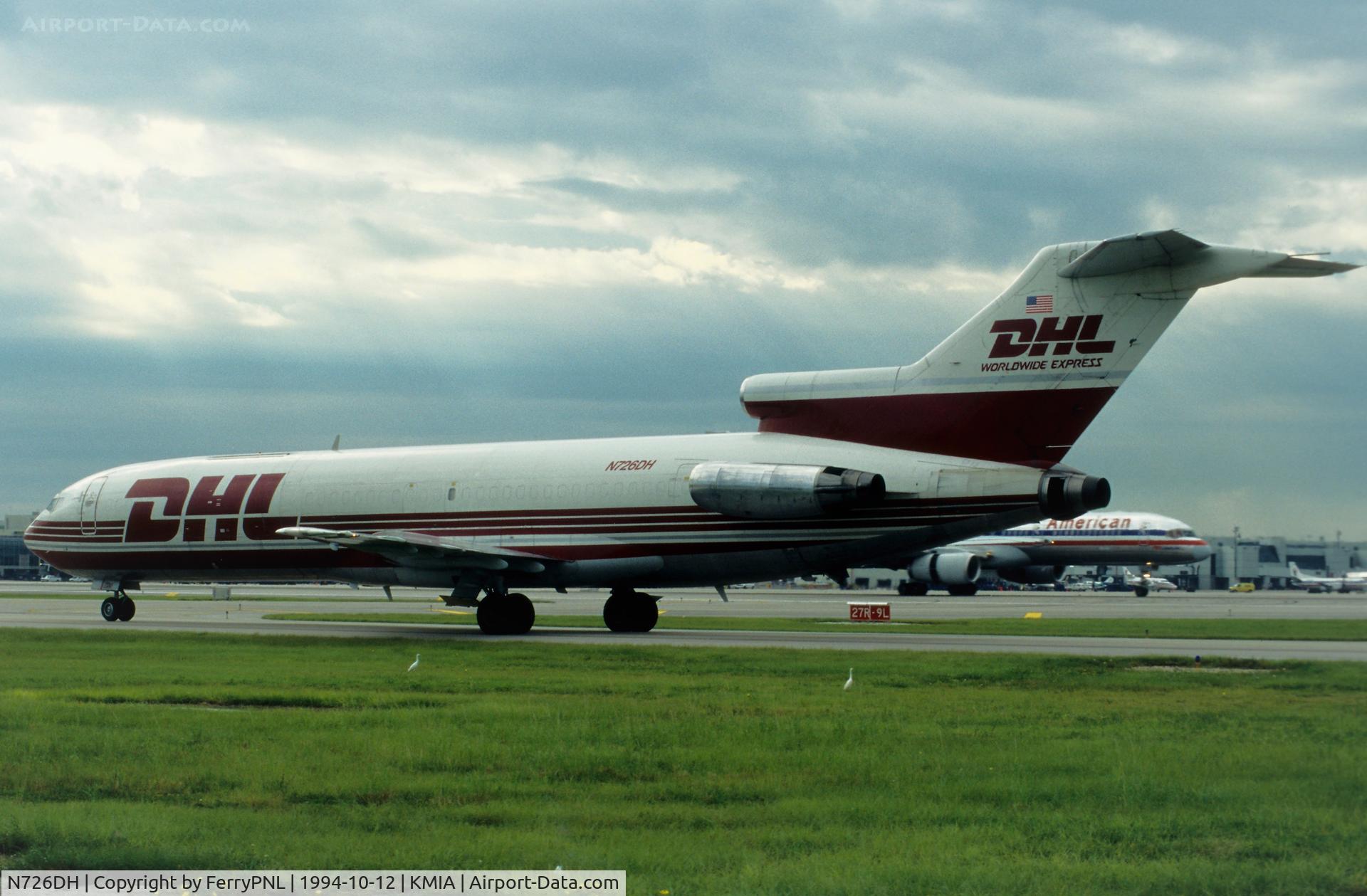 N726DH, 1970 Boeing 727-228F C/N 20409, DHL B727 taxiing past