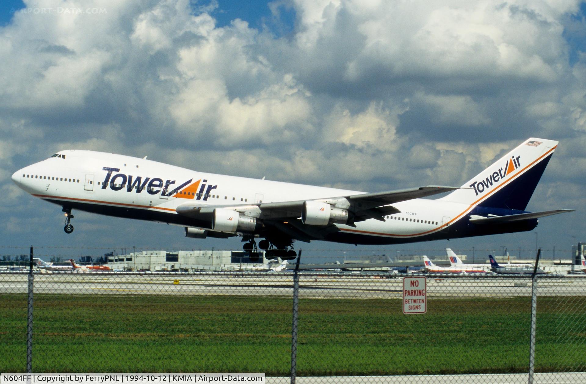 N604FF, 1970 Boeing 747-121 C/N 19659, Tower B747 landing