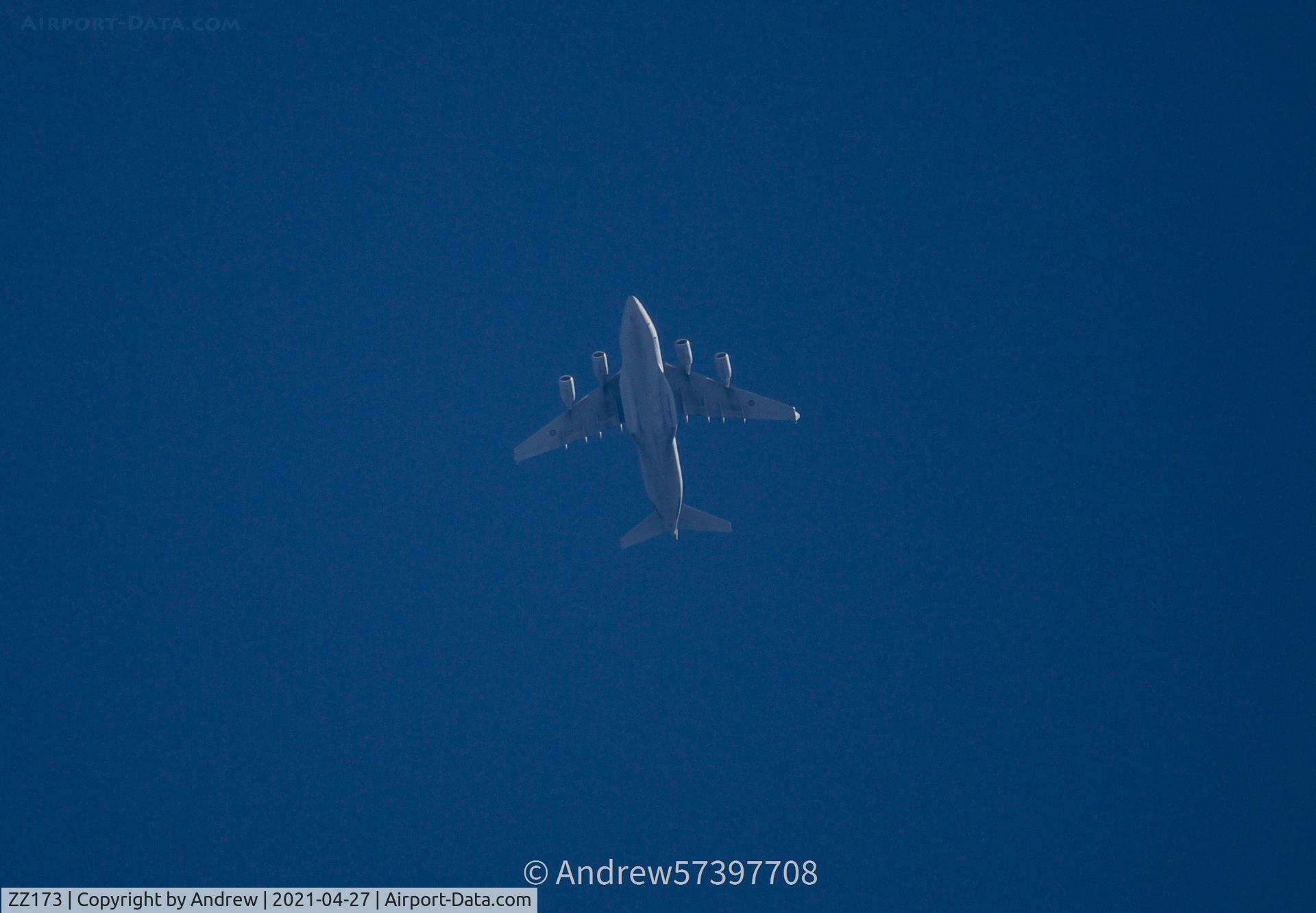 ZZ173, 2001 Boeing C-17A Globemaster III C/N F-080, ZZ173 Over the Isle of man heading to USA