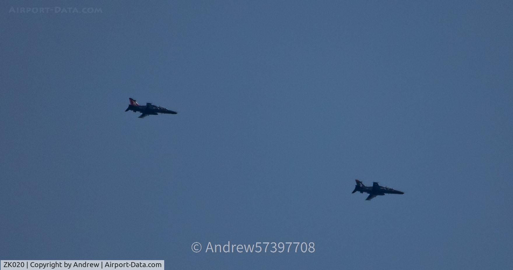 ZK020, 2009 British Aerospace Hawk T2 C/N RT011/1249, ZK020 and ZK011 RTB Back to RAF Valley.

Taken as they passed over the Isle of man