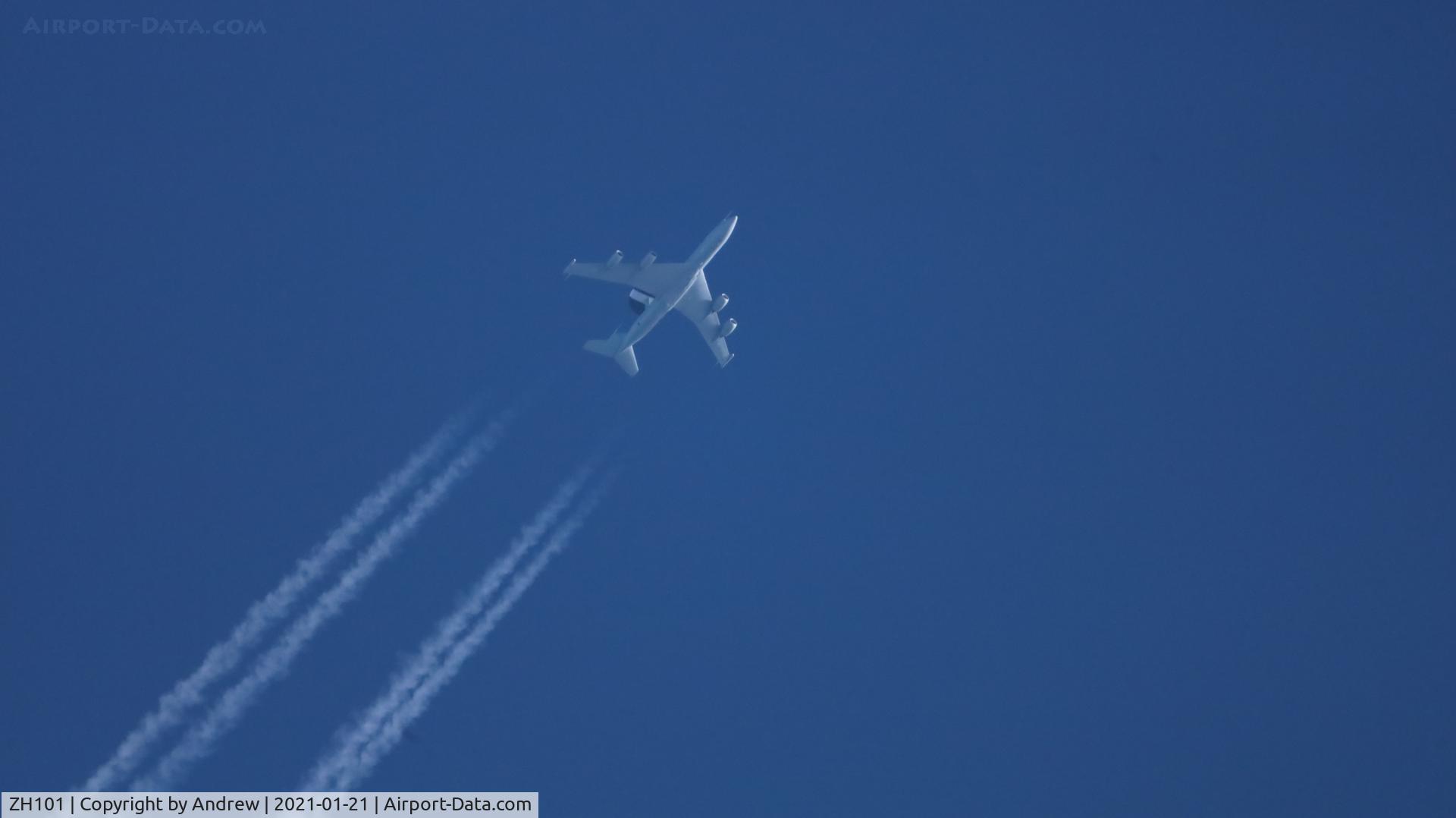 ZH101, 1989 Boeing E-3D Sentry AEW.1 C/N 24109, ZH101 Operating over the Isle of Man.