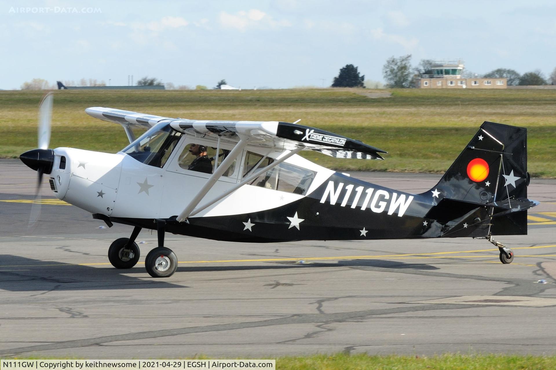 N111GW, 2013 American Champion 8KCAB Decathlon C/N 1123-2013, Arriving at Norwich.