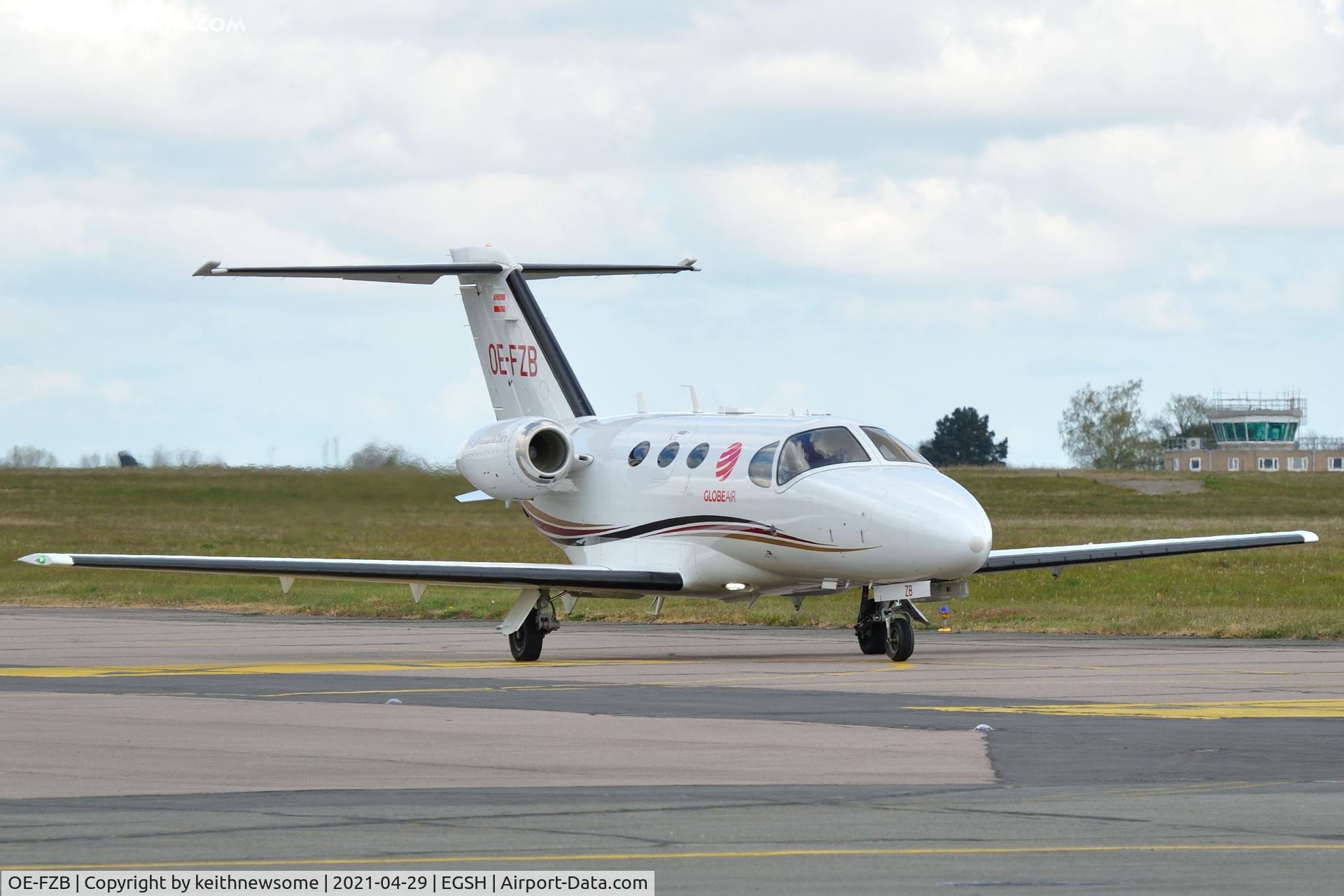 OE-FZB, 2008 Cessna 510 Citation Mustang Citation Mustang C/N 510-0145, Arriving at Norwich from Biggin Hill.