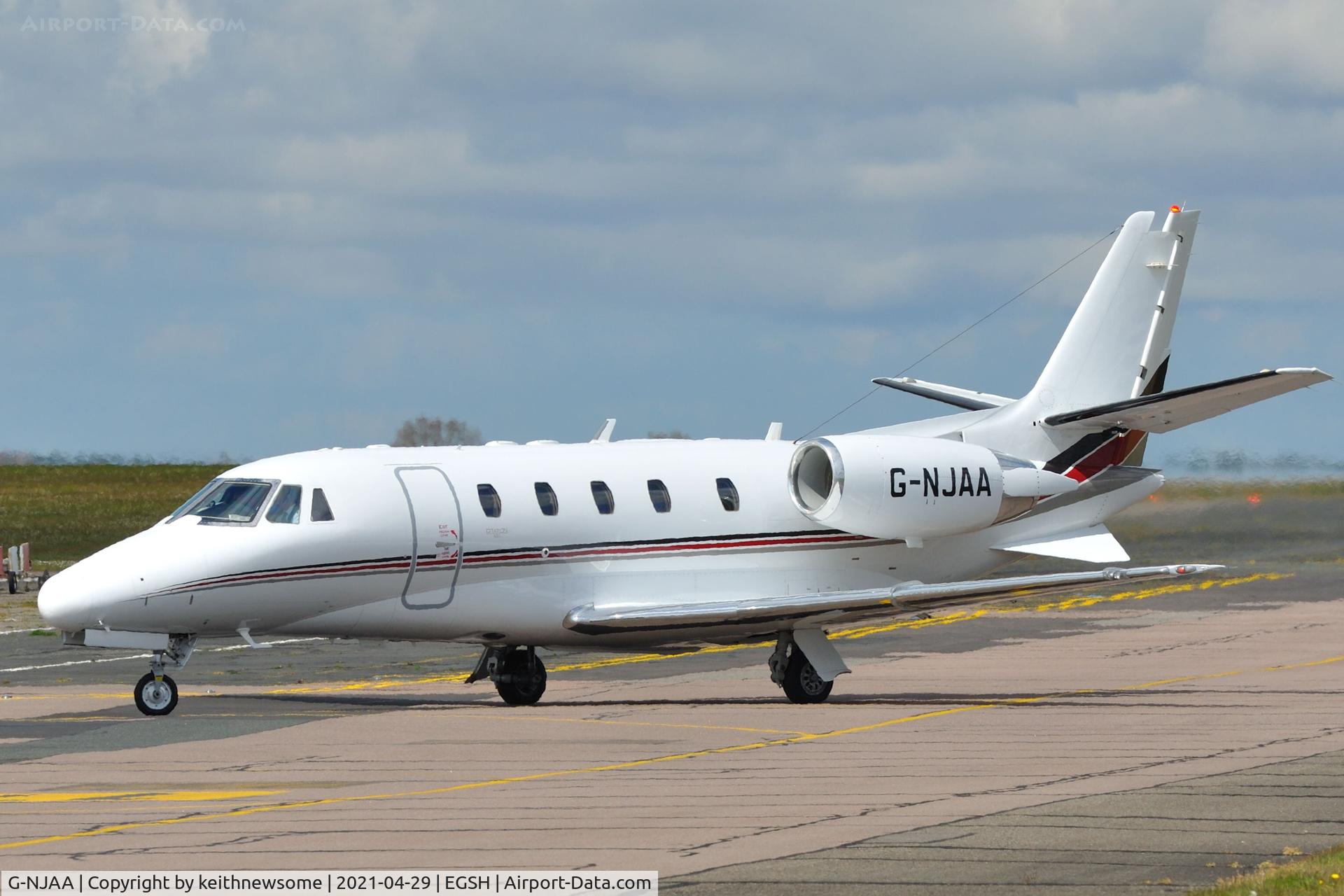 G-NJAA, 2008 Cessna 560 Citation Excel XLS C/N 560-5787, Arriving at Norwich from Belfast.