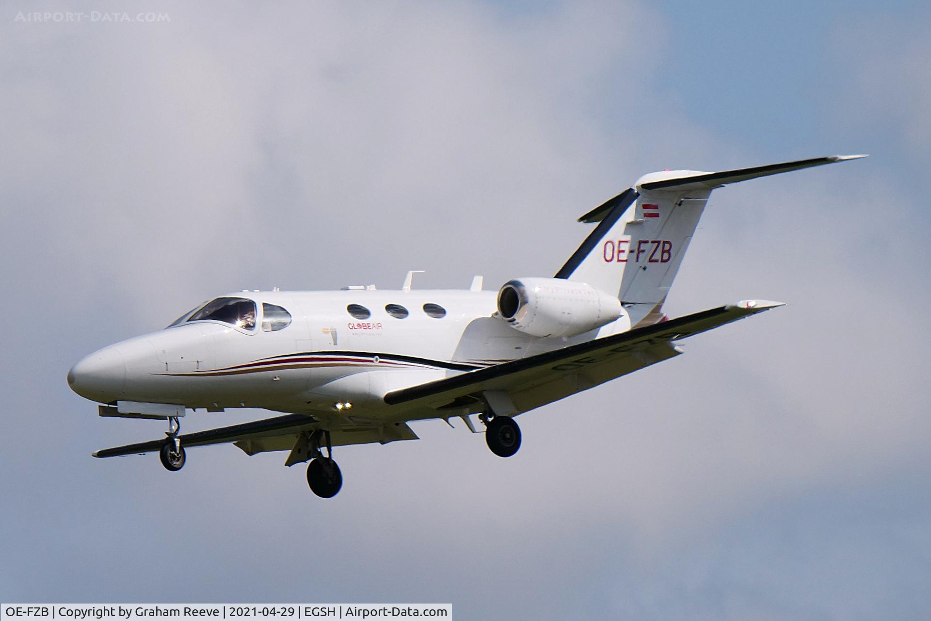 OE-FZB, 2008 Cessna 510 Citation Mustang Citation Mustang C/N 510-0145, Landing at Norwich.