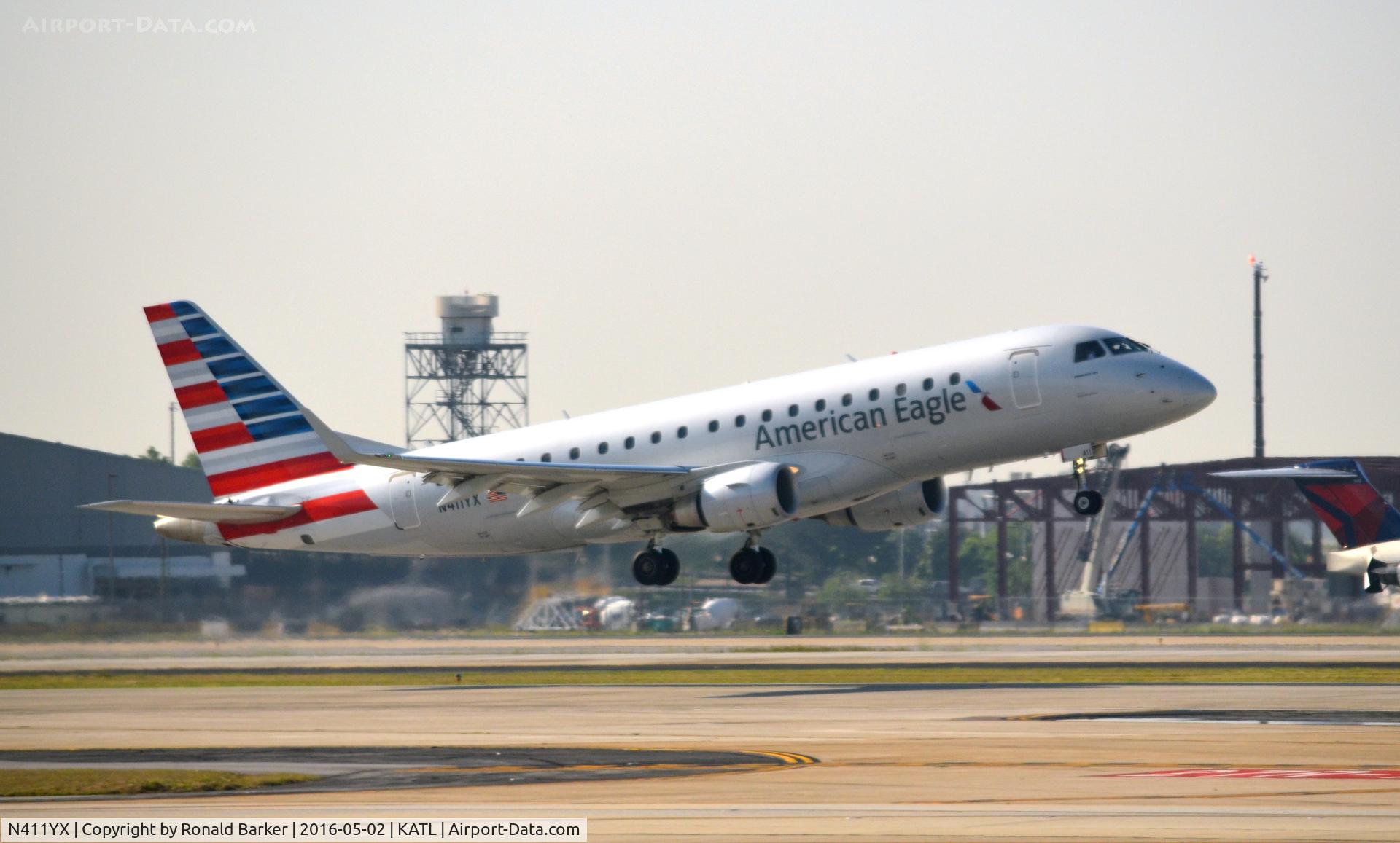 N411YX, 2013 Embraer 175LR (ERJ-170-200LR) C/N 17000374, Takeoff Atlanta