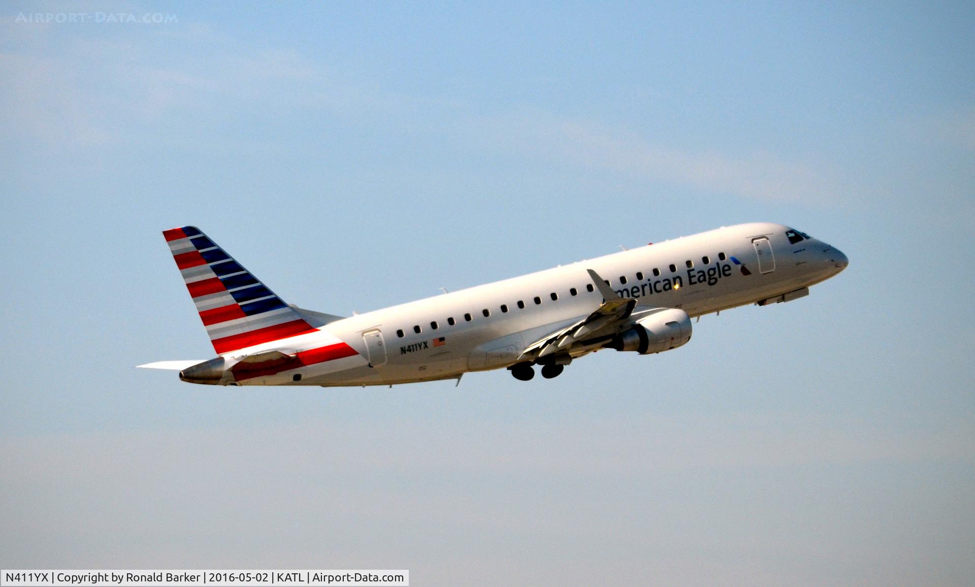 N411YX, 2013 Embraer 175LR (ERJ-170-200LR) C/N 17000374, Takeoff Atlanta