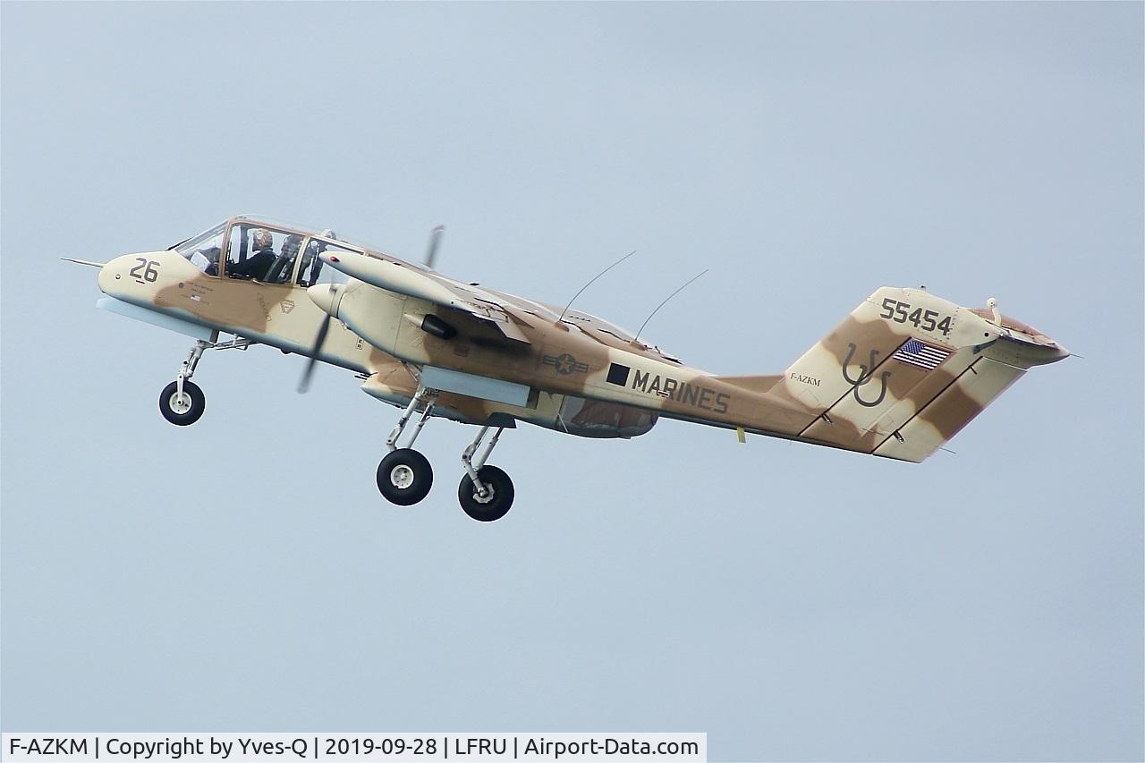 F-AZKM, 1971 North American OV-10B Bronco C/N 338-9 (305-65), North American OV-10B Bronco, Take off rwy 22, Morlaix-Ploujean airport (LFRU-MXN) air show 2019