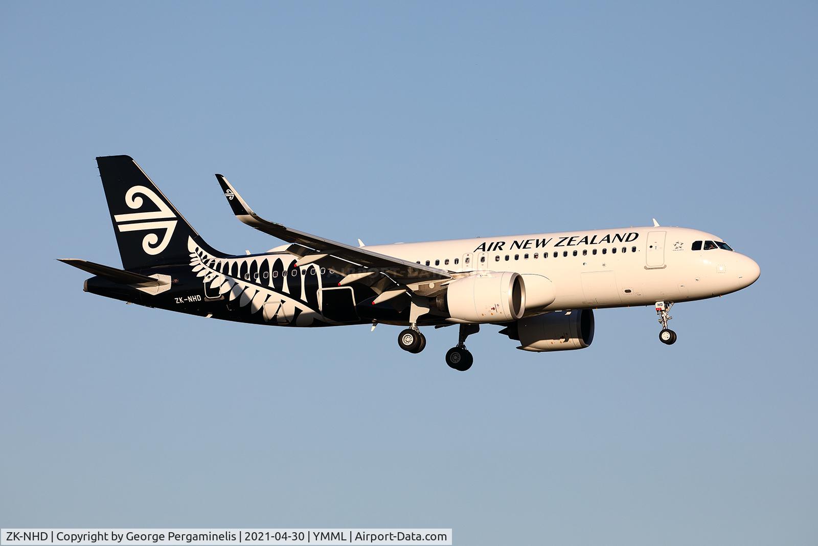 ZK-NHD, 2019 Airbus A320-271N C/N 9207, Short final for runway 34.