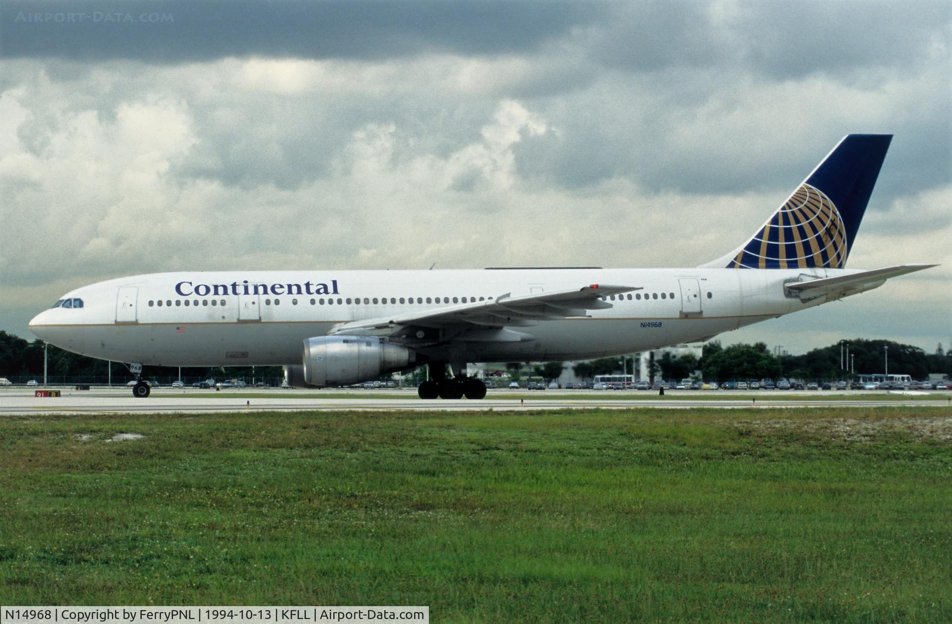 N14968, Airbus A300B4-203 C/N 153, Continental A300, plane sold to Air Alfa and written off in 1996 due to ground fire.