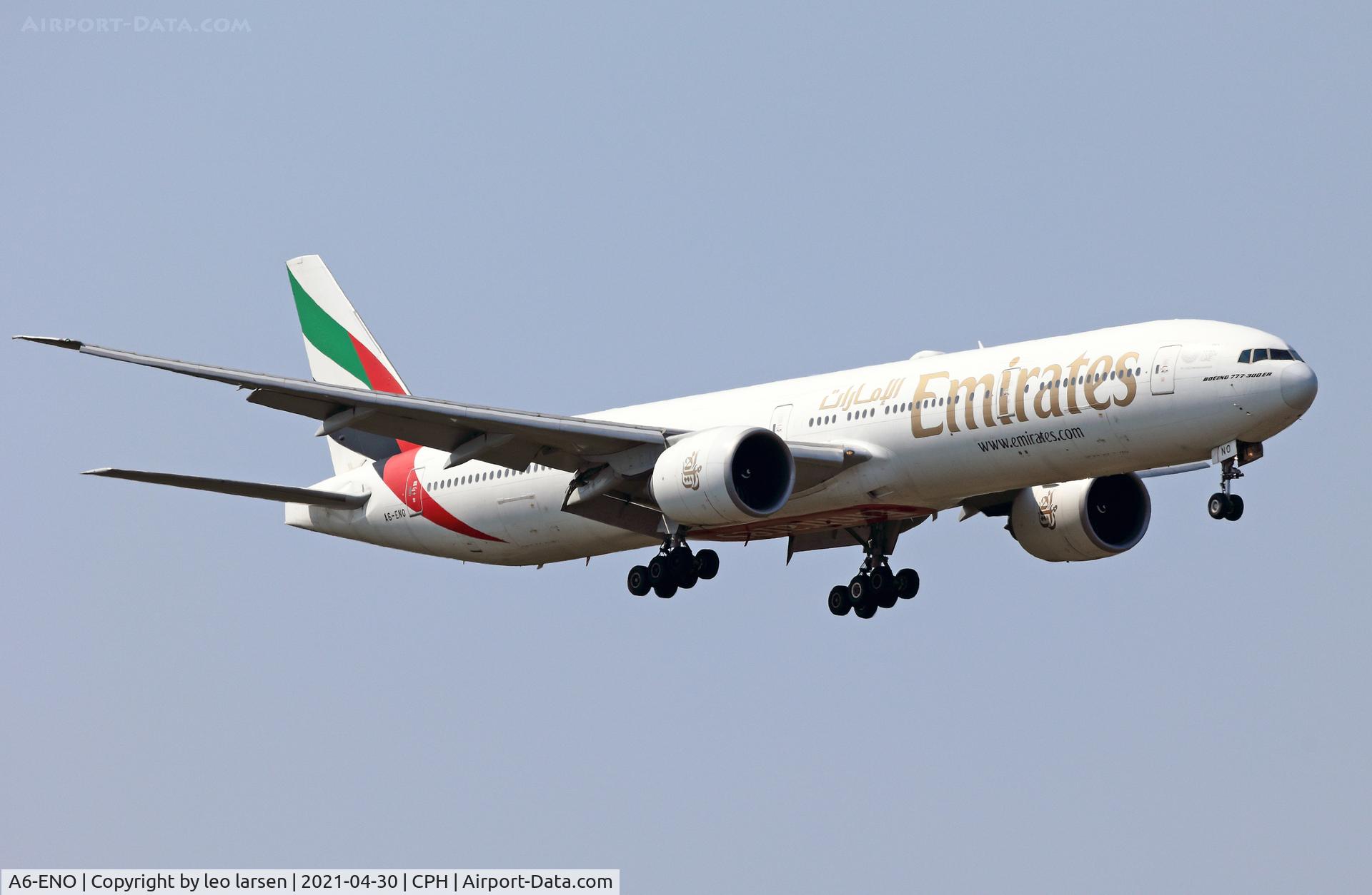 A6-ENO, 2014 Boeing 777-31H/ER C/N 41361, Copenhagen 30.4.2021 L/D R-04R