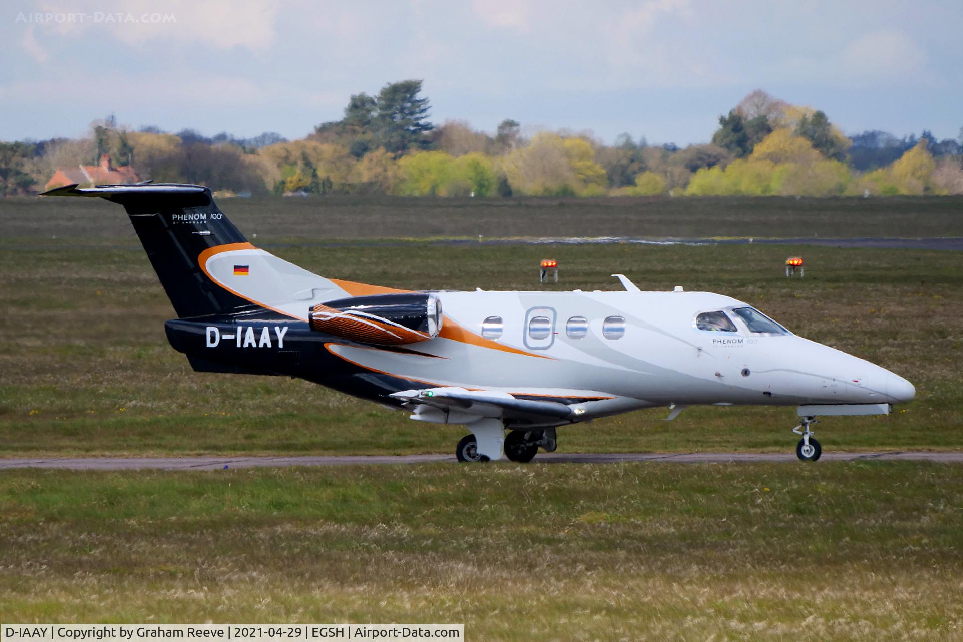 D-IAAY, 2011 Embraer EMB-500 Phenom 100 C/N 50000243, Departing from Norwich.