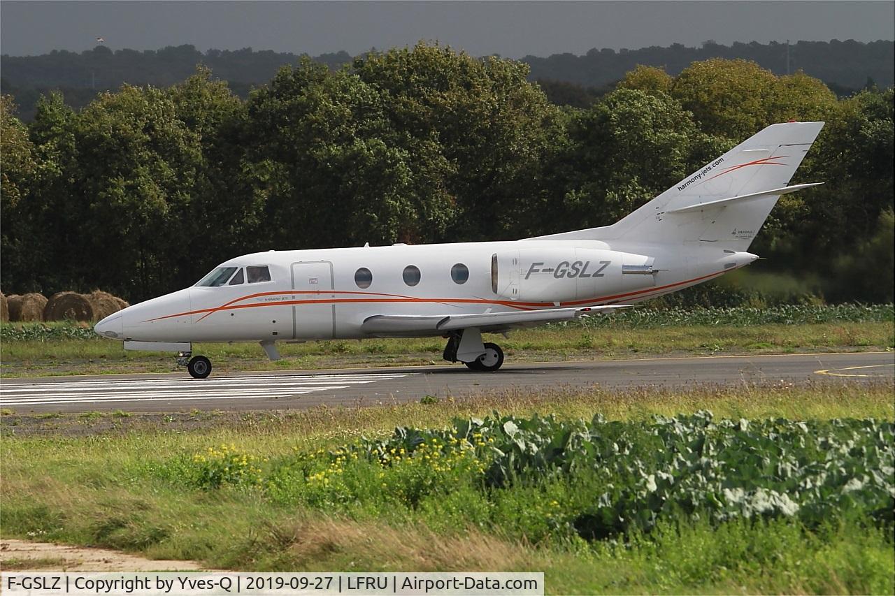 F-GSLZ, 1986 Dassault Falcon 100 C/N 208, Dassault Falcon 10, Taxiing, Morlaix-Ploujean airport (LFRU-MXN)