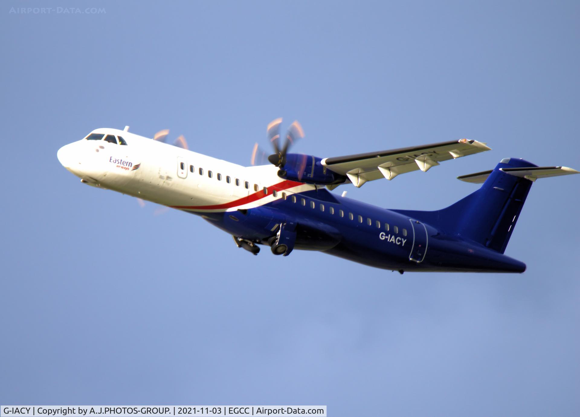 G-IACY, 2017 ATR 72-212 C/N 1448, just taken off from man EGCC uk