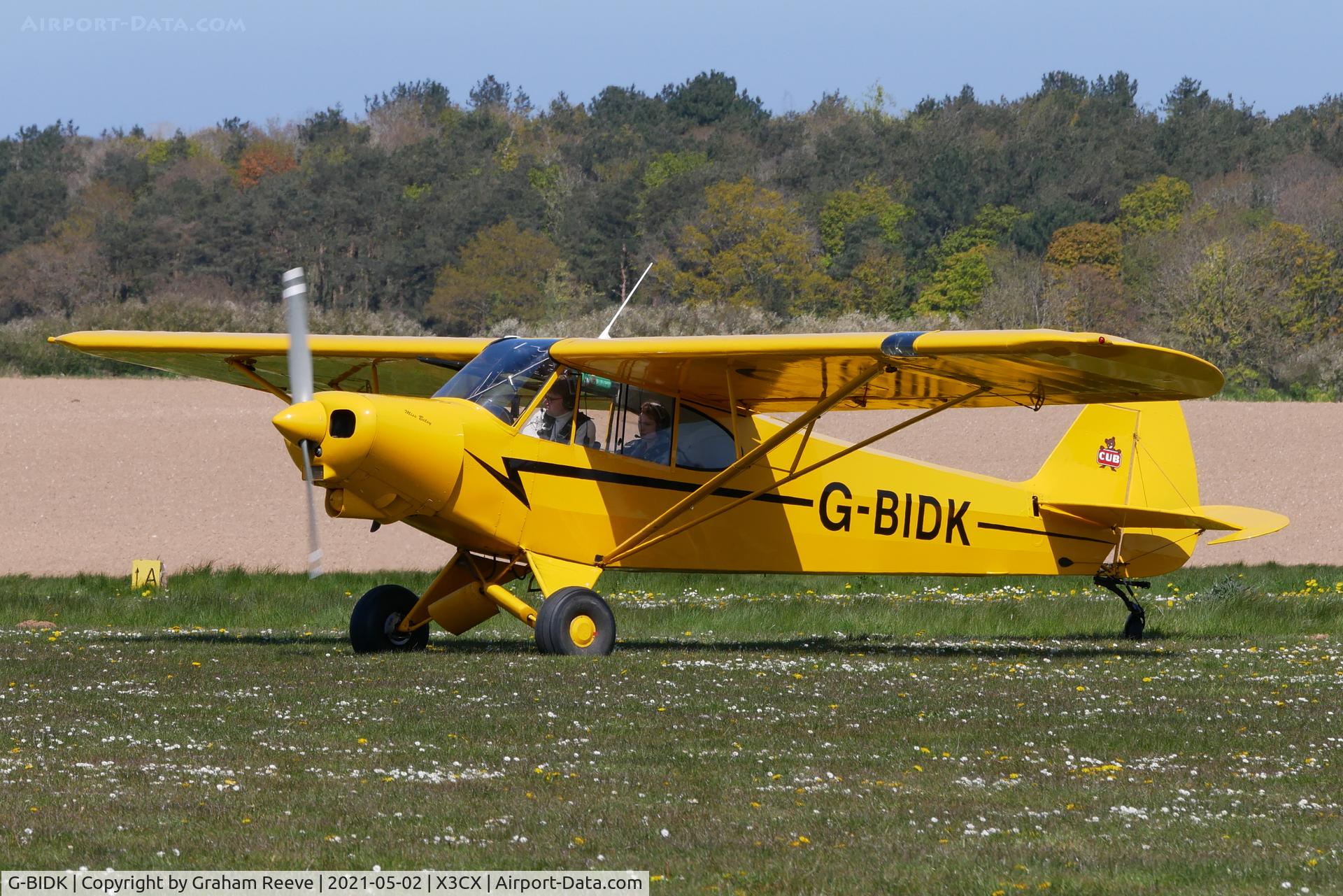 G-BIDK, 1958 Piper PA-18-150 Super Cub C/N 18-6591, Departing from Northrepps.