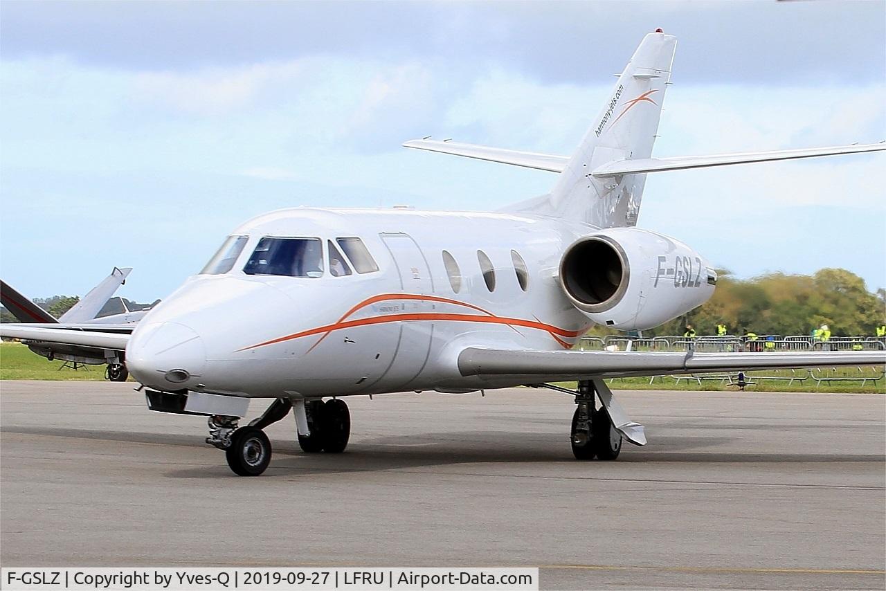 F-GSLZ, 1986 Dassault Falcon 100 C/N 208, Dassault Falcon 10, Parking aera, Morlaix-Ploujean airport (LFRU-MXN)