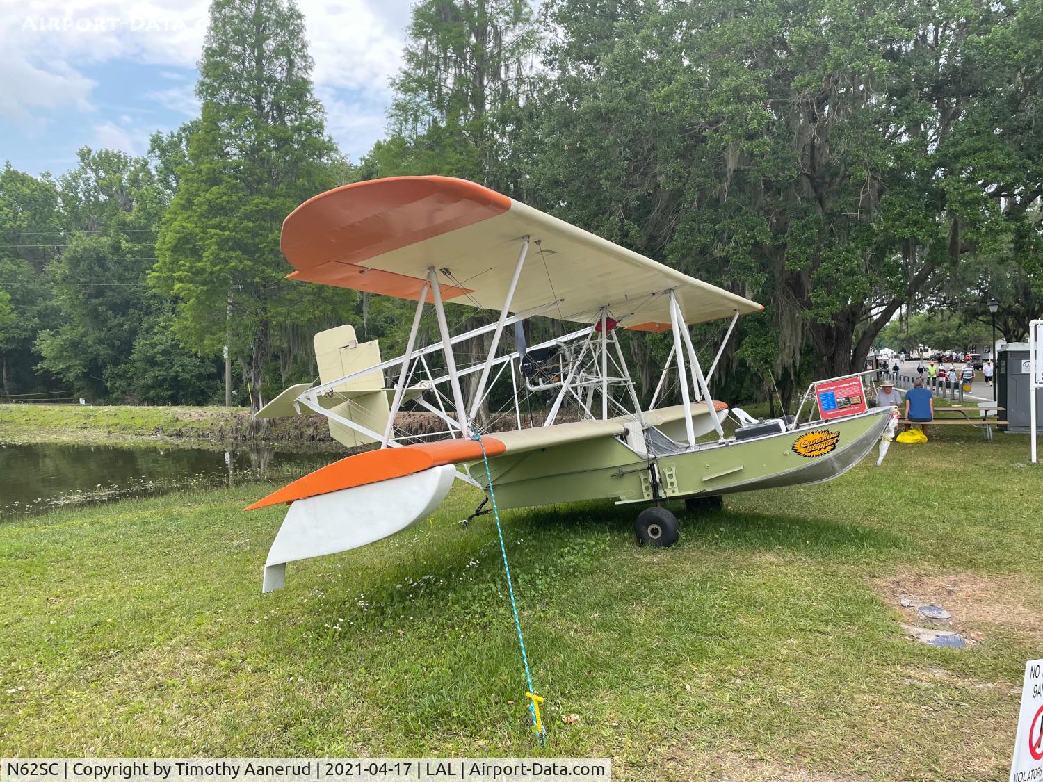 N62SC, 1987 Palmer Henry C SUNSHINECLIPPER C/N 1, 1987 Palmer Henry C SUNSHINECLIPPER, c/n: 1.  Start with a 1948 Orlando Clipper 14 foot boat, then add a Continental C-85 and wings.  It was flown from about 100 hours before being retired.