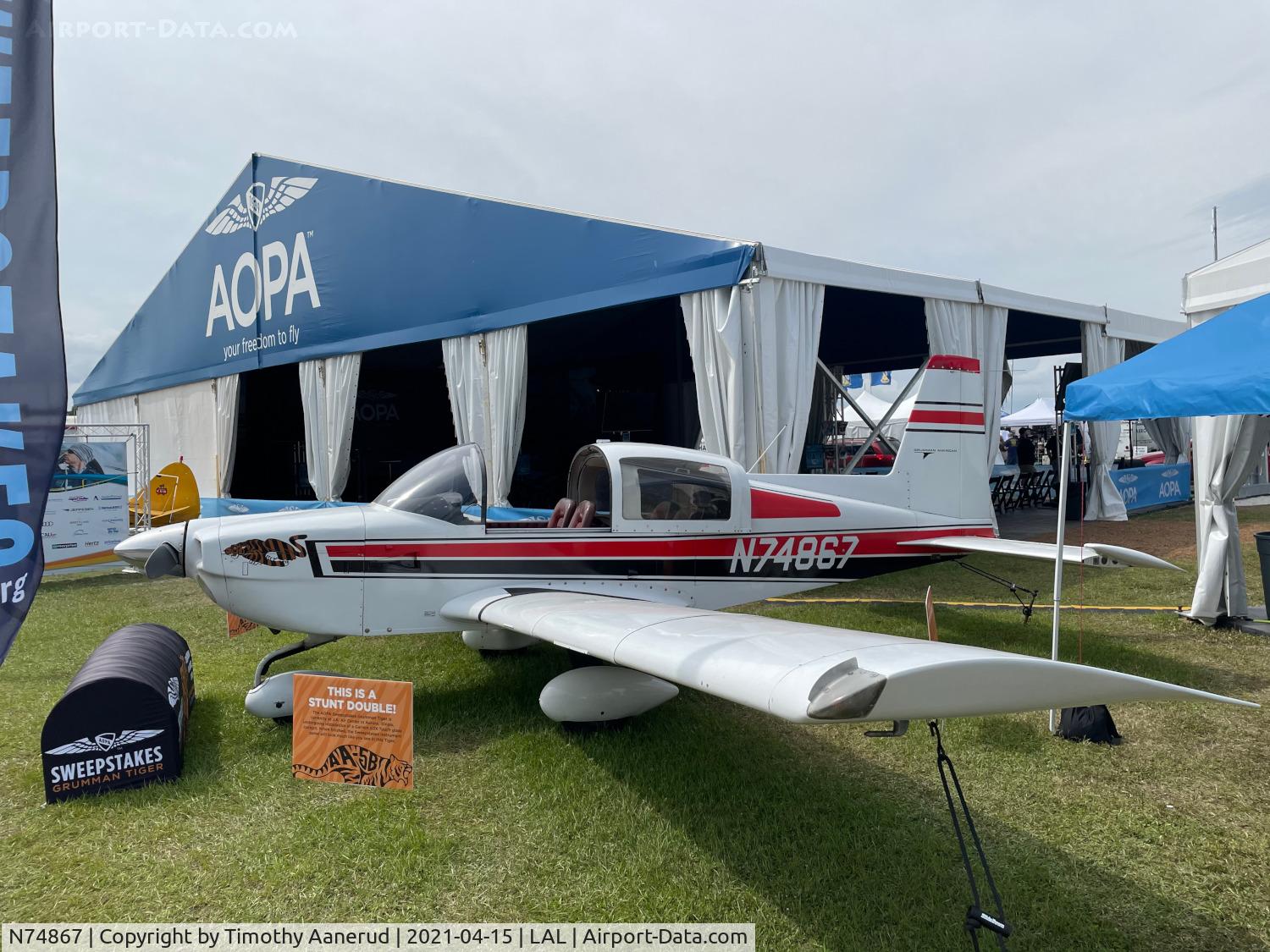 N74867, 1976 Grumman American AA-5B Tiger C/N AA5B0391, 1976 Grumman American AA-5B, c/n: AA5B0391, Sun n Fun 2021.  Stunt double for the airplane that is getting a make over.