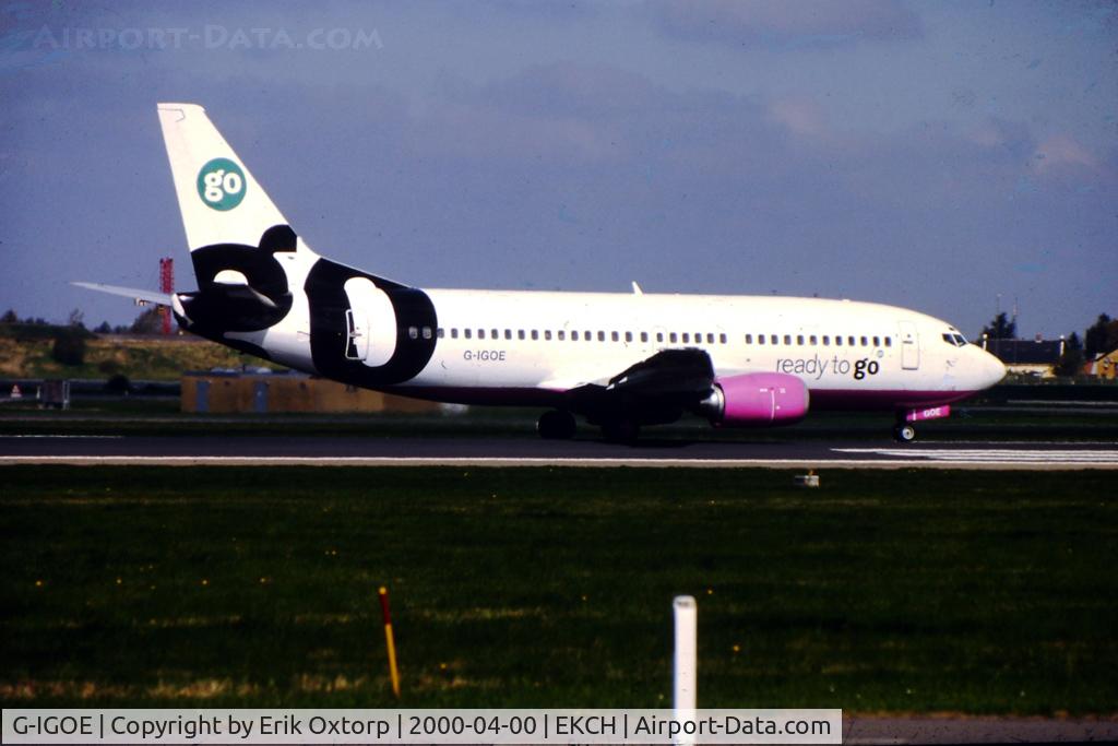 G-IGOE, 1990 Boeing 737-3Y0 C/N 24547, G-IGOE ready for takeoff rw 04R. CPH APR00
