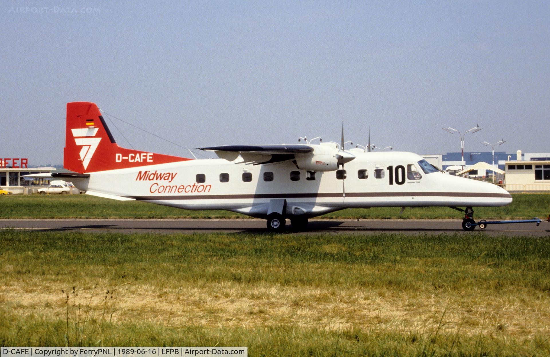 D-CAFE, 1989 Dornier 228-202K C/N 8164, Dornier demonstrating its DO228 in Midway Connection livery. Delivered to the Indian Navy in 1992.