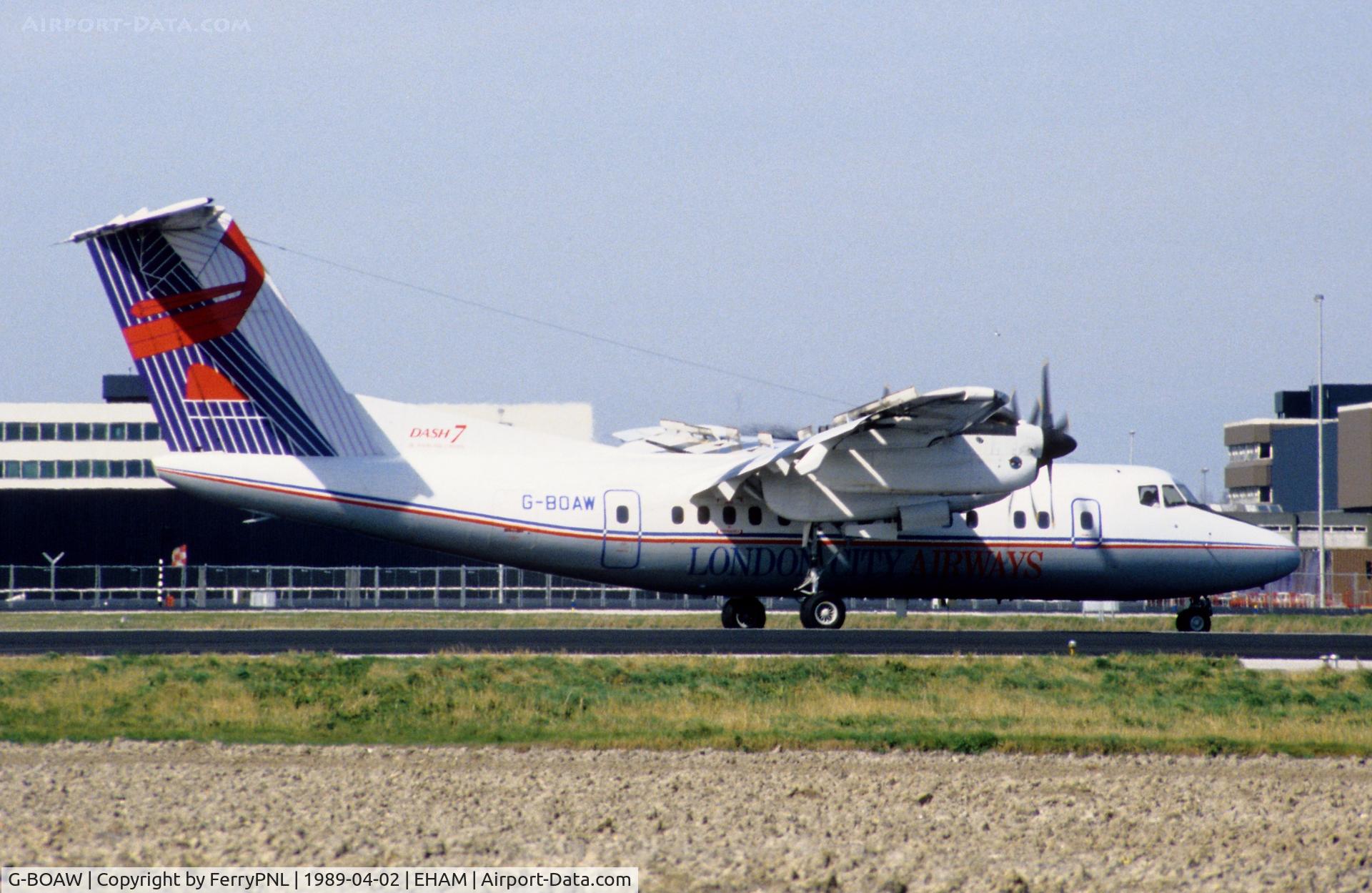 G-BOAW, 1988 De Havilland Canada DHC-7-110 Dash 7 C/N 110, Arrival of London City DHC7