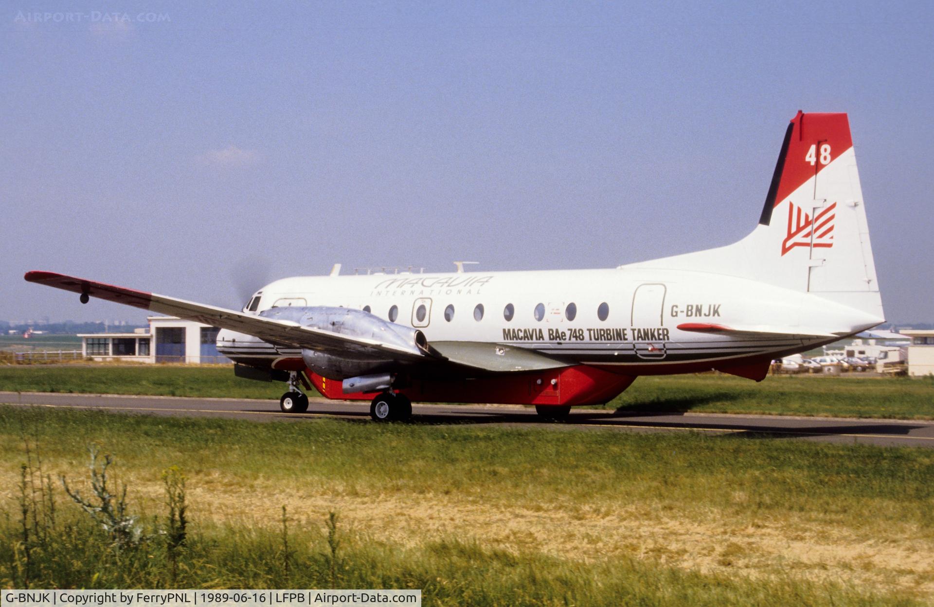 G-BNJK, 1981 Hawker Siddeley HS.748 Series 2A C/N 1594, Macavia HS748 tanker demo plane