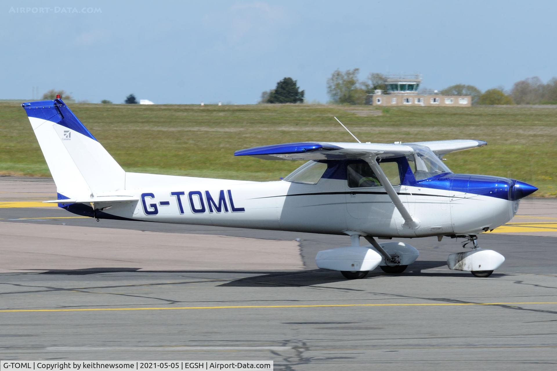 G-TOML, 1977 Reims Cessna F150M C/N 1359, Leaving Norwich.