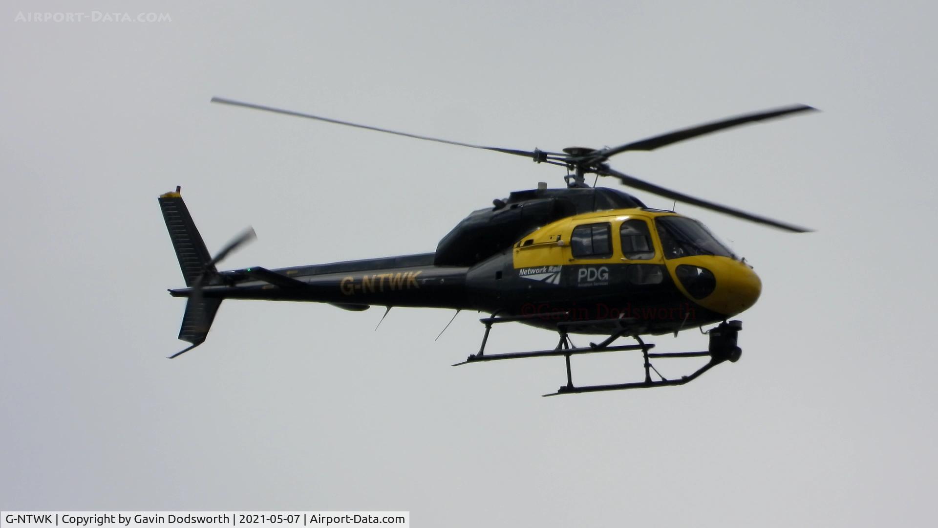 G-NTWK, 1986 Aerospatiale AS-355F-1 Twin Squirrel C/N 5347, Working on behalf of Network Rail inspecting the railway lines in the Darlington area on Friday 7th May 2021