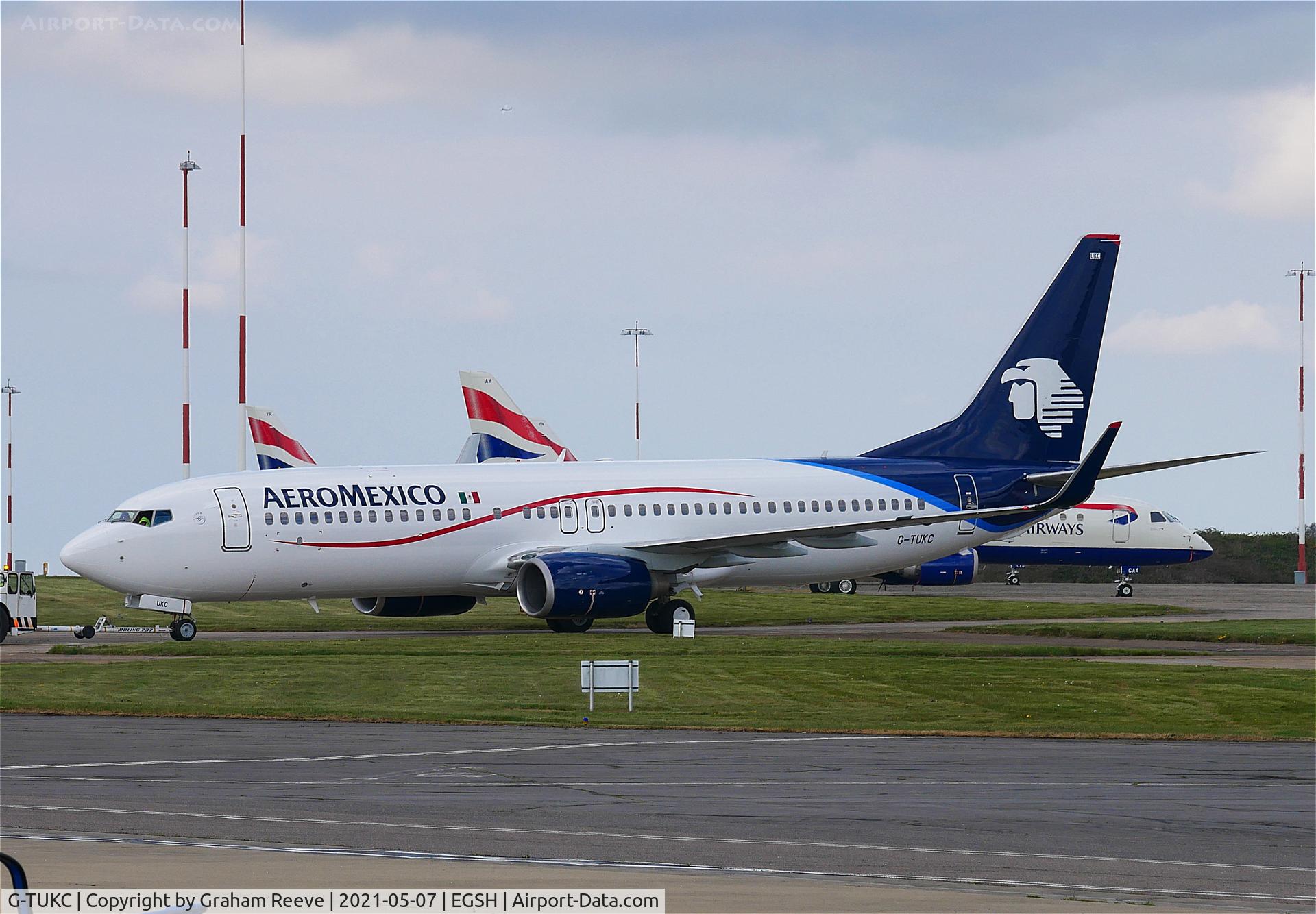 G-TUKC, 2010 Boeing 737-8FZ C/N 31713, Under tow at Norwich.