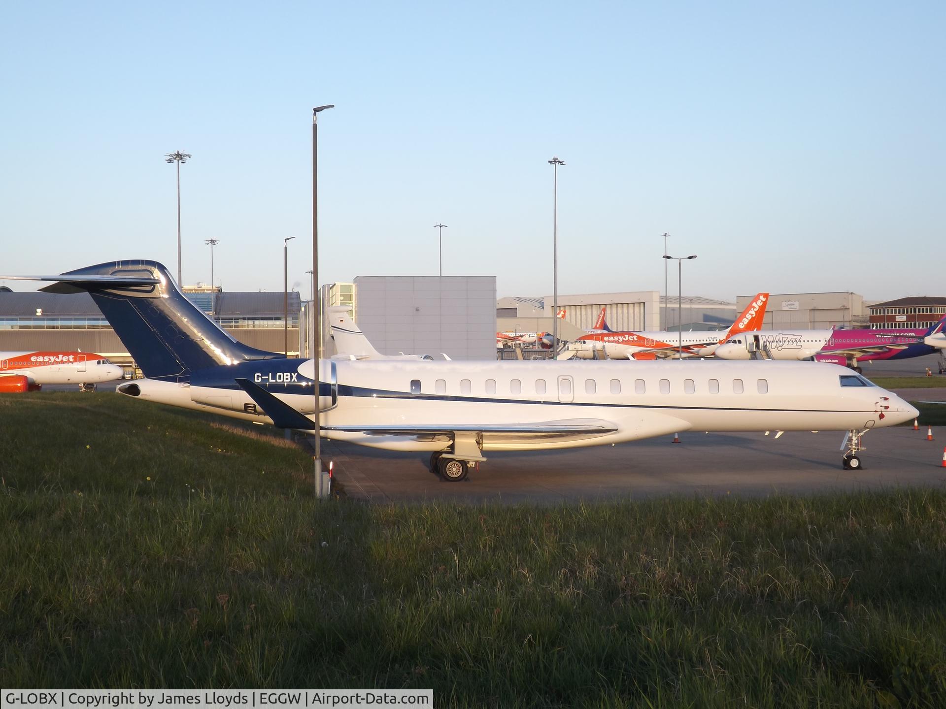 G-LOBX, 2020 Bombardier BD-700-2A12 Global 7500 C/N 70053, Parked up at her home base at Luton Airport.