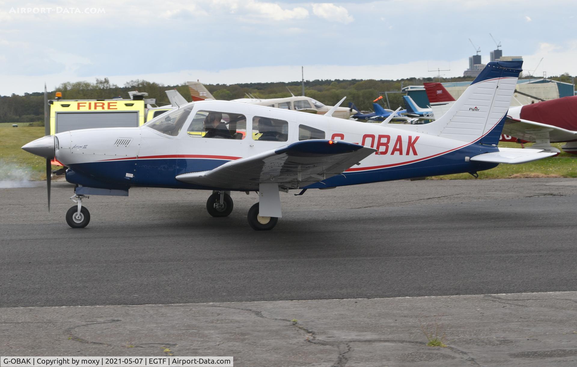 G-OBAK, 1977 Piper PA-28R-201T Cherokee Arrow III C/N 28R-7703054, Piper PA-28R-201T at Fairoaks. Ex D-EKOR