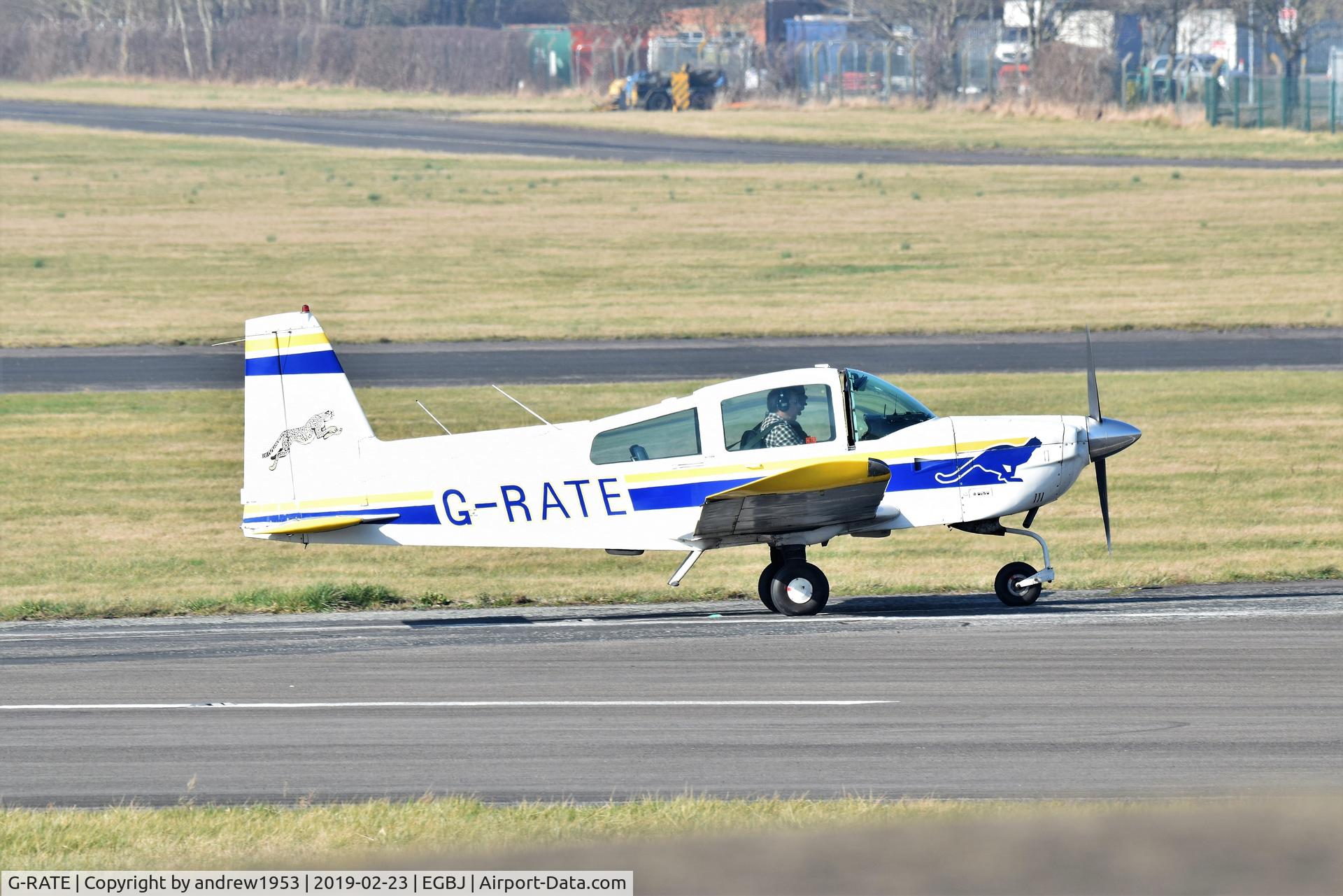 G-RATE, 1978 Grumman American AA-5A Cheetah C/N AA5A-0781, G-RATE at Gloucestershire Airport.