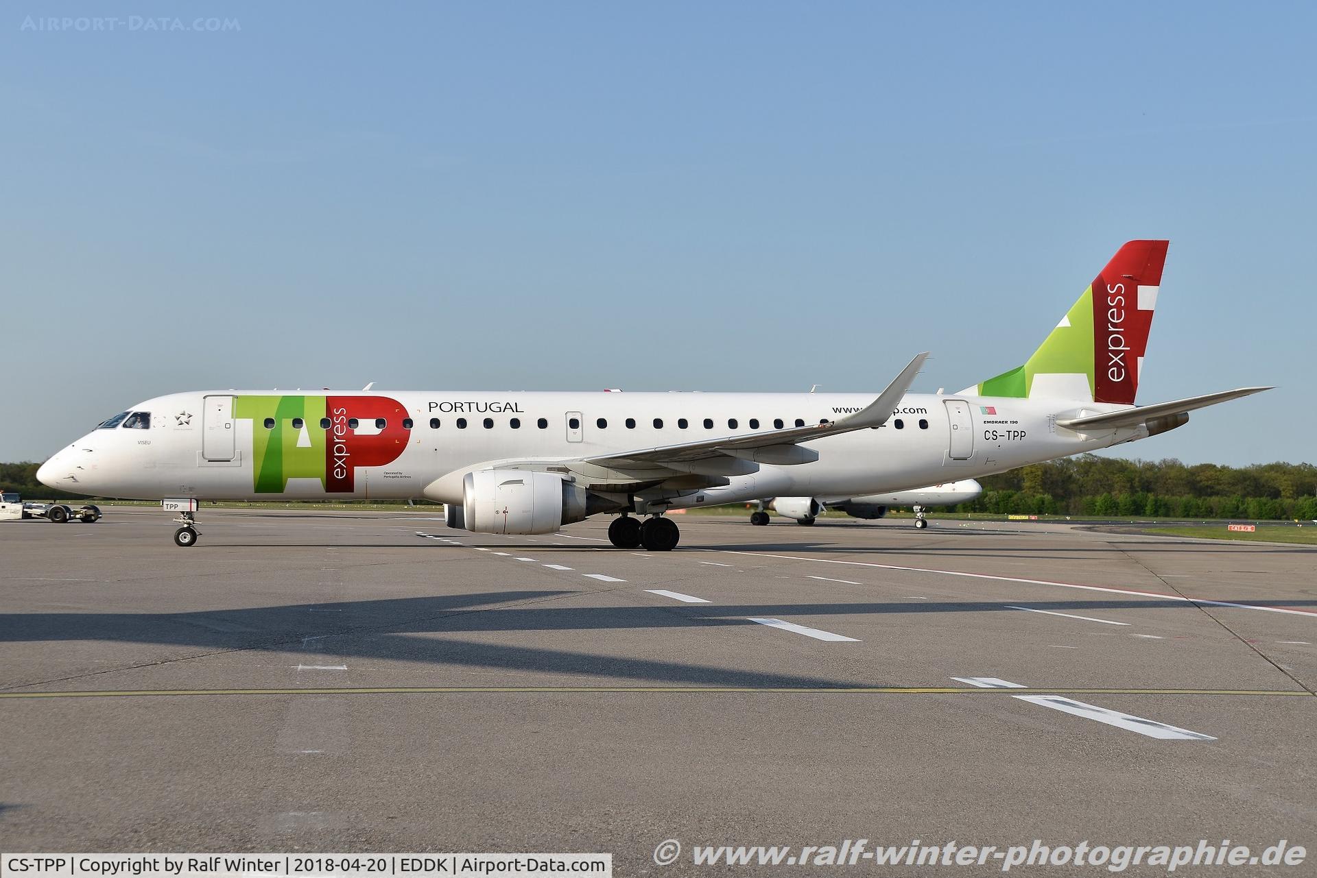 CS-TPP, 2011 Embraer 190LR (ERJ-190-100LR) C/N 19000441, Embraer ERJ-190LR 190-100LR - NI PGA Portugalia opf TAP Express 'Viseu'- 19000441 - CS-TPP - 20.04.2018 - CGN