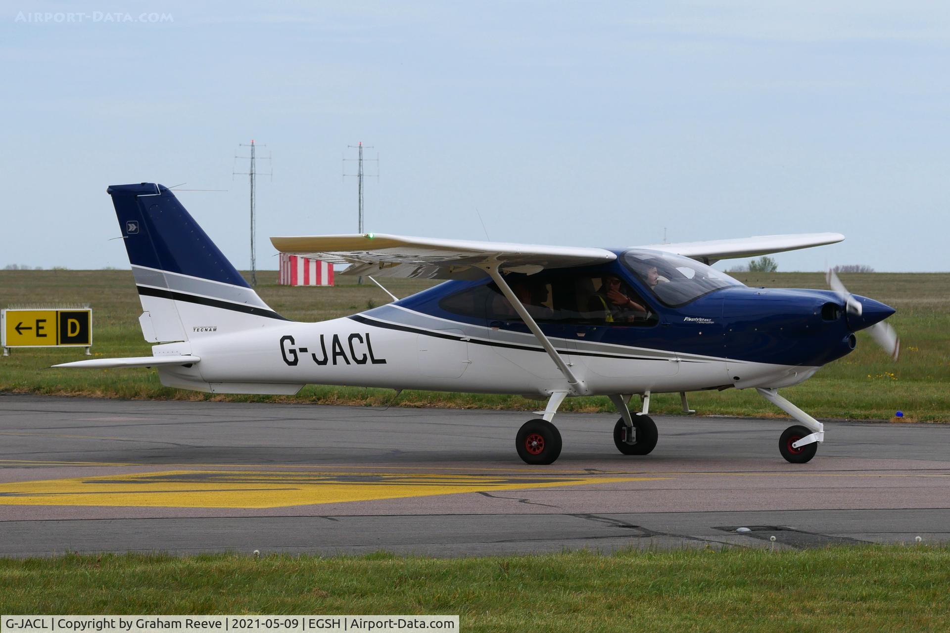 G-JACL, 2018 Tecnam P-2010 C/N 066, Departing from Norwich.