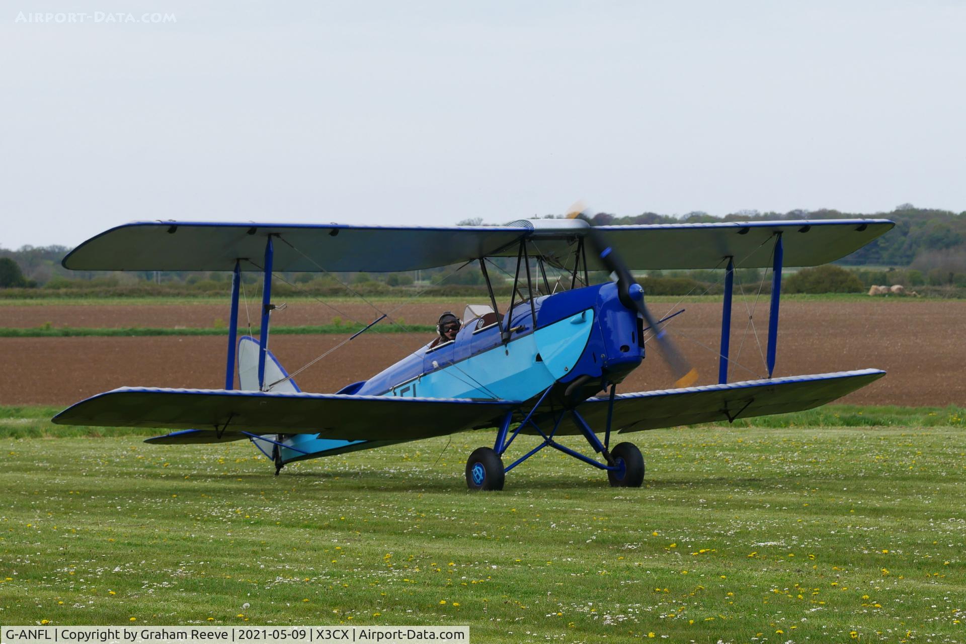 G-ANFL, 1941 De Havilland DH-82A Tiger Moth II C/N 84617, Just landed at Northrepps.
