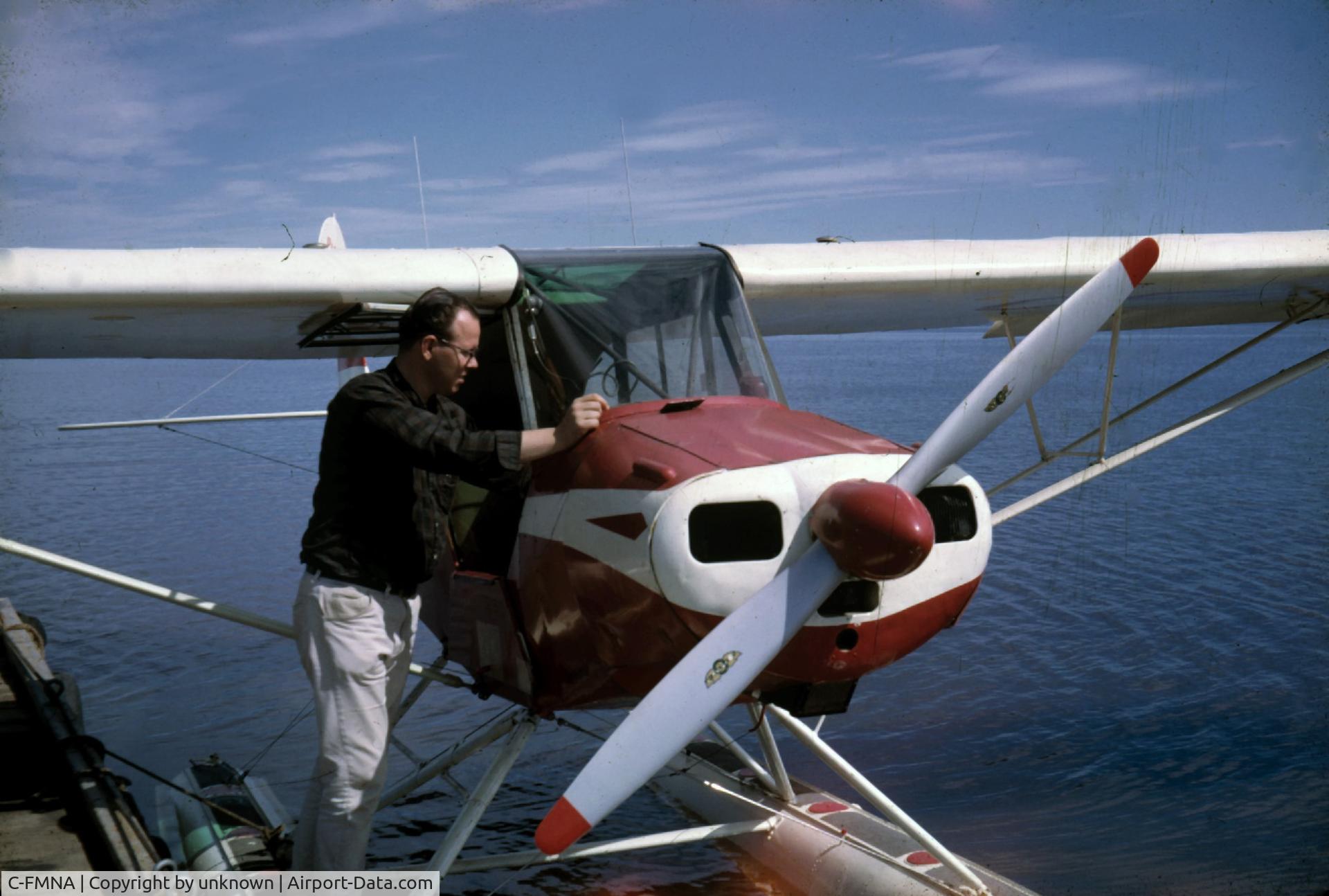 C-FMNA, 1960 Piper PA-18 Super Cub C/N 18-7432, Canadian Air Force flying cub photo on shore of Goose Bay 1965