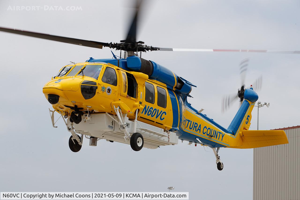 N60VC, 2003 Sikorsky HH-60L Black Hawk C/N 702830, Ventura County Fire Department's new firehawk helicopter lands at the Camarillo Airport on May 9, 2021. This is the department's first firehawk.