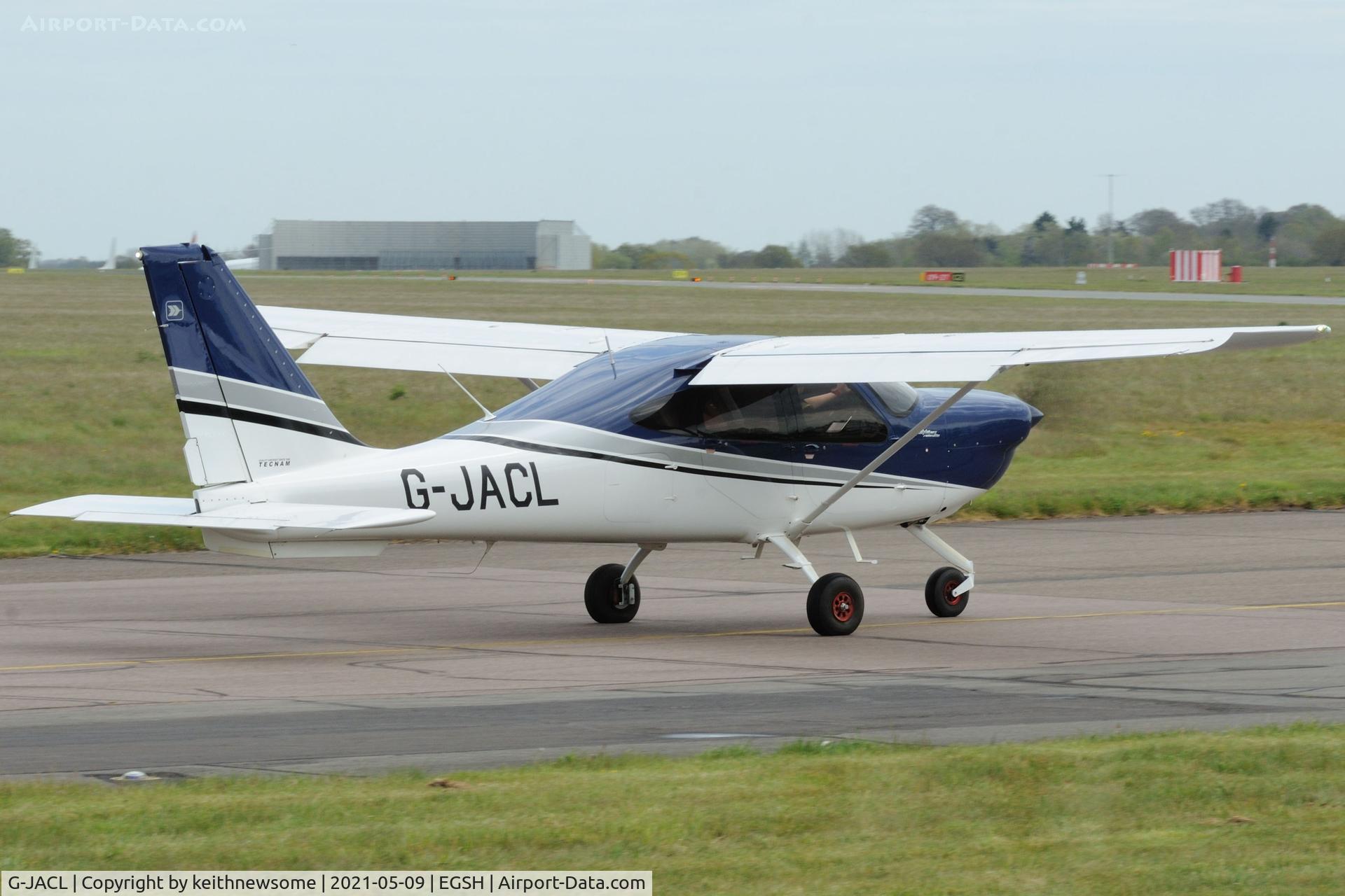 G-JACL, 2018 Tecnam P-2010 C/N 066, Leaving Norwich for Jersey.