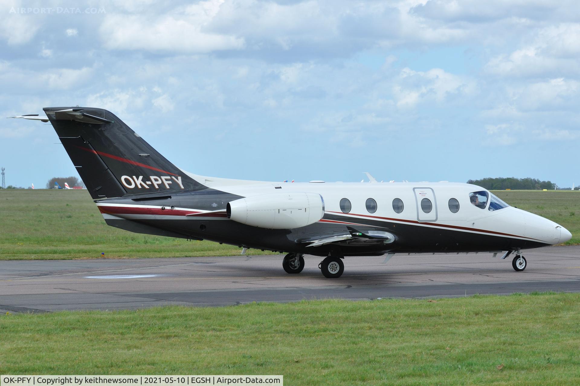 OK-PFY, Beech 400XTi Nextant Beechjet Beechjet C/N RK-368, Leaving Norwich for Helsinki.