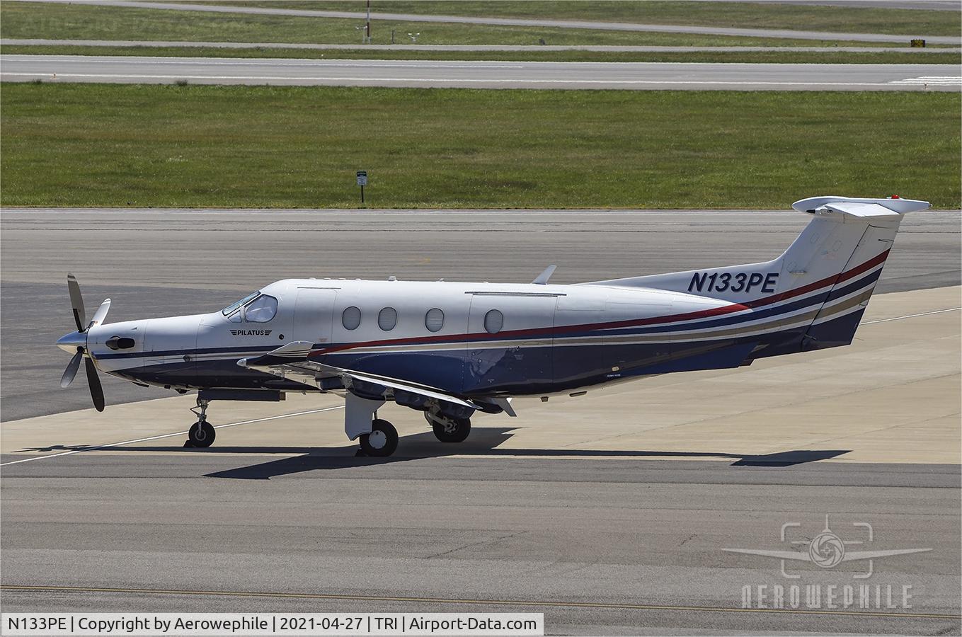 N133PE, 2008 Pilatus PC-12/47E C/N 1018, Parked at Tri-Cities Airport (KTRI). 27Apr21