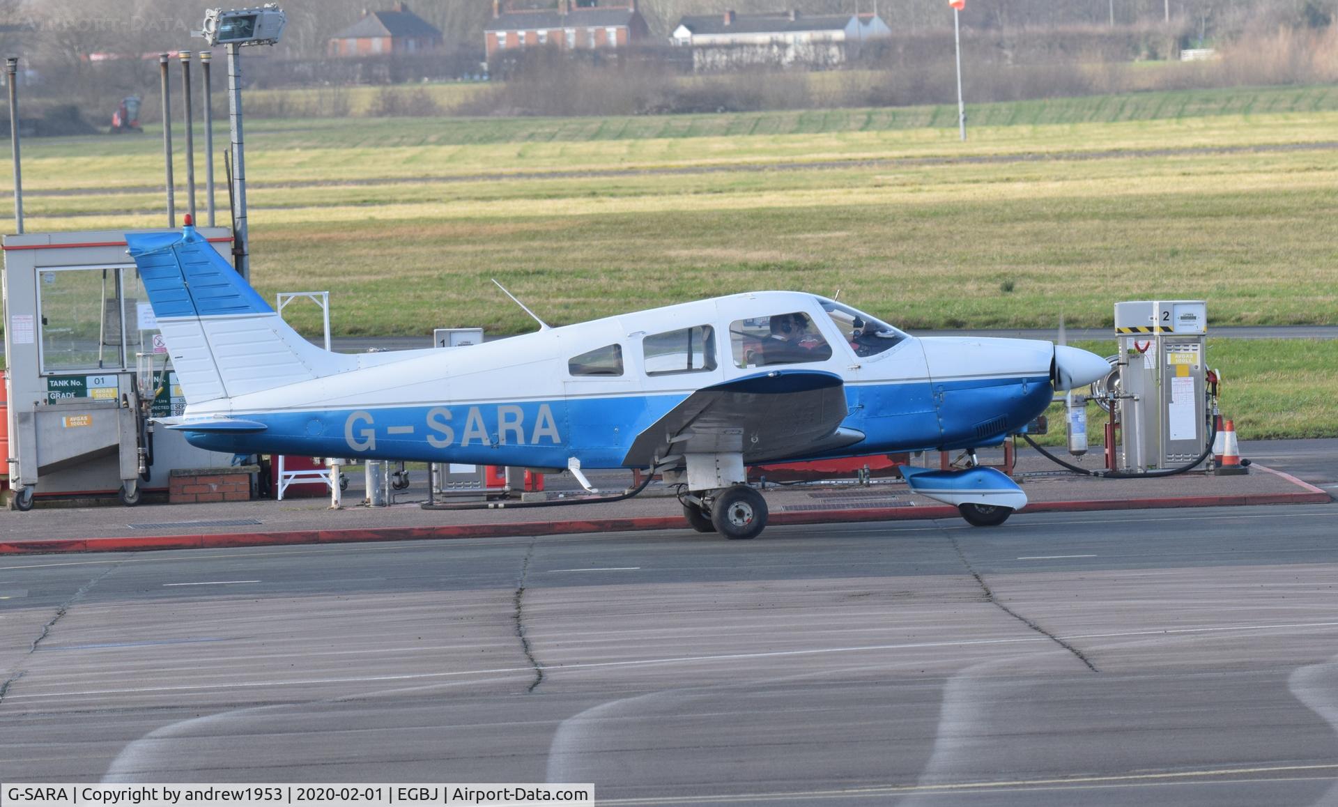 G-SARA, 1979 Piper PA-28-181 Cherokee Archer II C/N 28-7990039, G-SARA at Gloucestershire Airport.