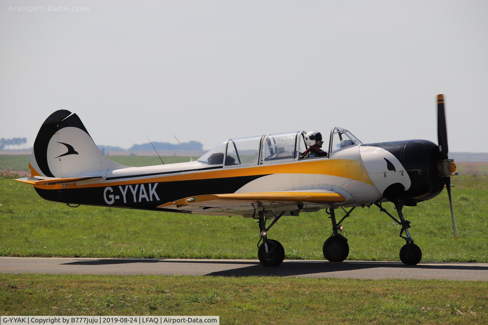 G-YYAK, 1987 Bacau Yak-52 C/N 878101, at Albert Airshow