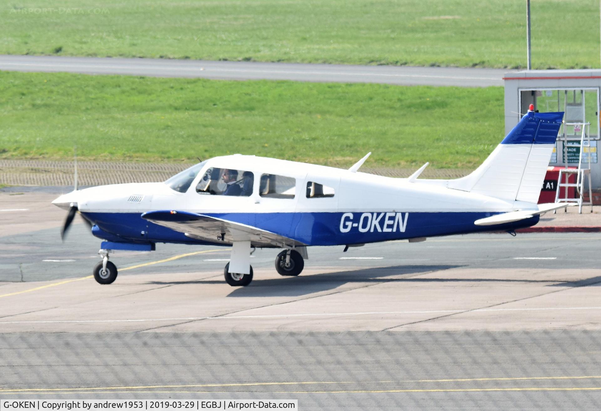 G-OKEN, 1977 Piper PA-28R-201T Cherokee Arrow III C/N 28R-7703390, G-OKEN at Gloucestershire Airport.