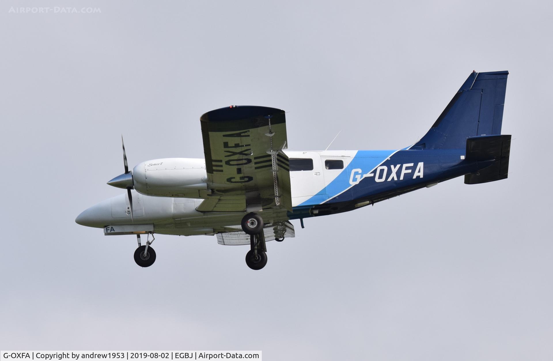 G-OXFA, 2013 Piper PA-34-220T Seneca V C/N 34-49479, G-OXFA at Gloucestershire Airport.