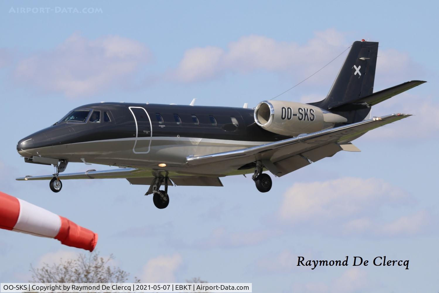 OO-SKS, 2007 Cessna 560XL Citation Excel C/N 560-5701, Landing at Kortrijk Airport.