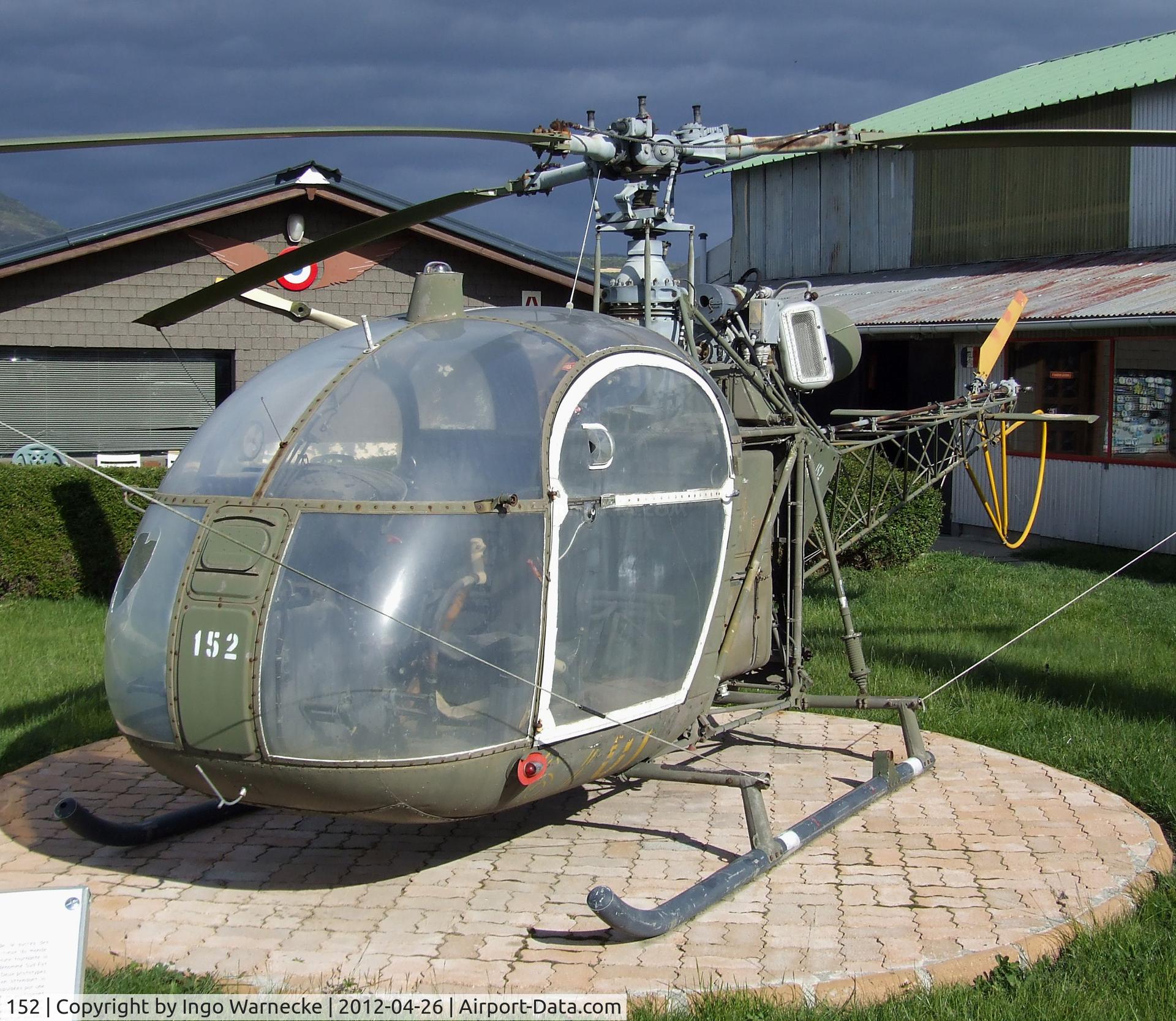 152, Sud SE-3130 Alouette II C/N 1258, Sud Aviation SE.3130 Alouette II at the Musée Européen de l'Aviation de Chasse, Montelimar Ancone airfield