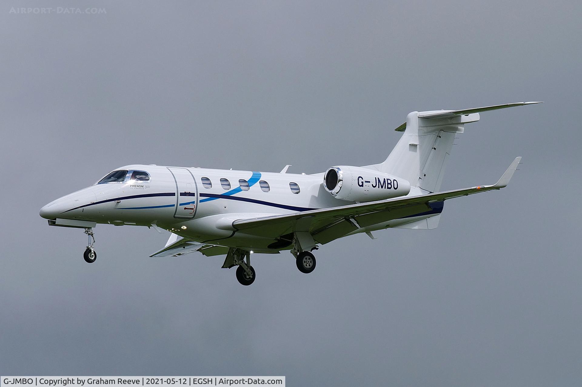 G-JMBO, 2016 Embraer EMB-505 Phenom 300 C/N 50500366, Landing at Norwich.